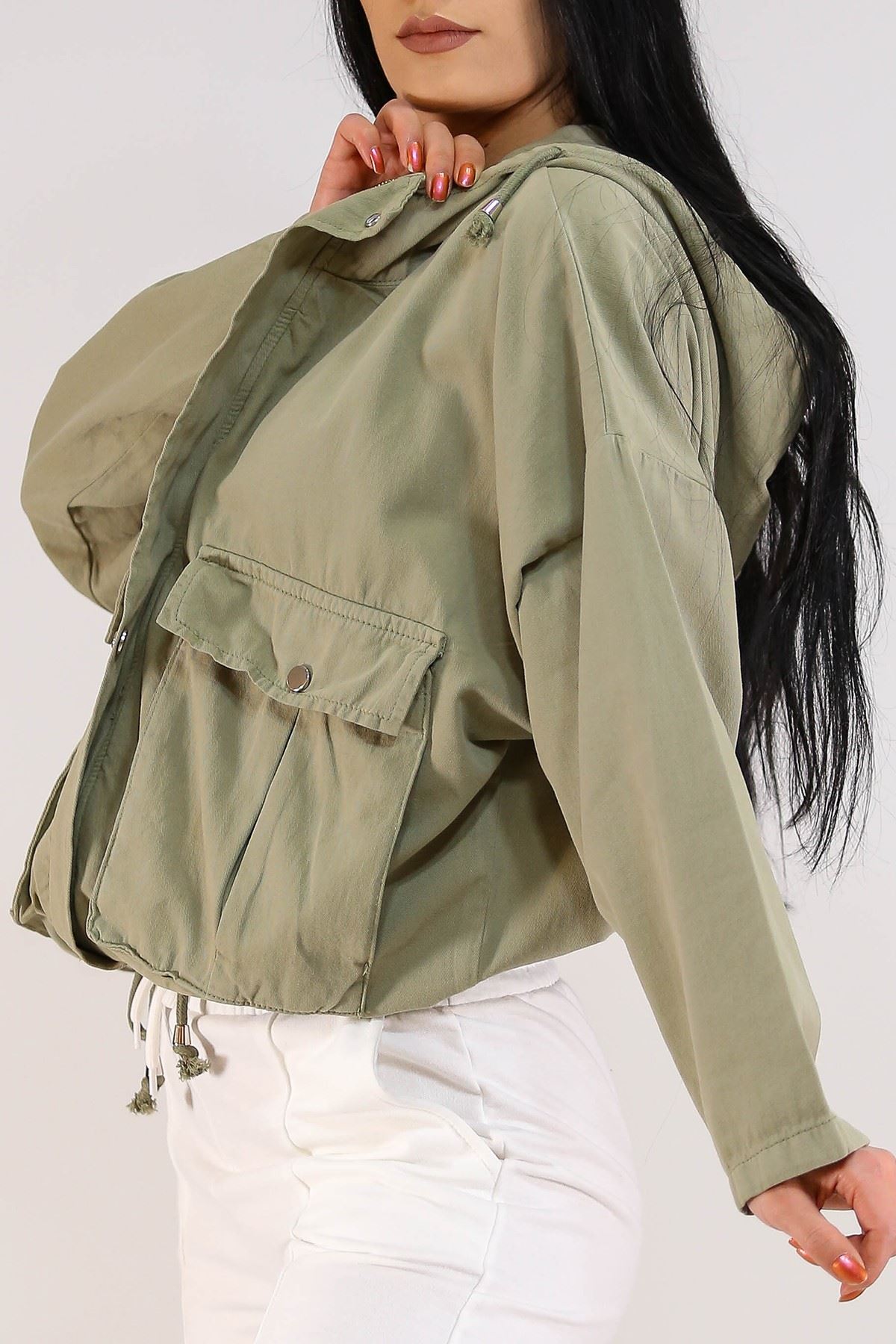 Salaş Kapşonlu Ceket Küf Yeşili 2105.223. Haydigiy