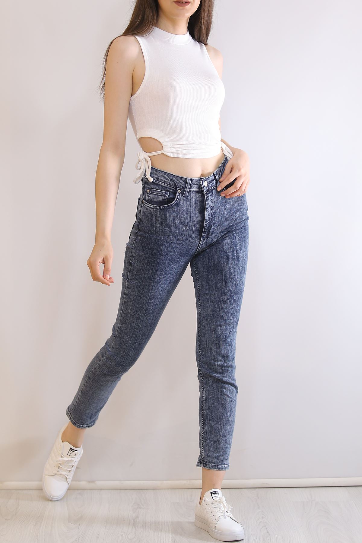 Sifir Kol Baglamali Bluz Beyaz 5002 148 Haydigiy