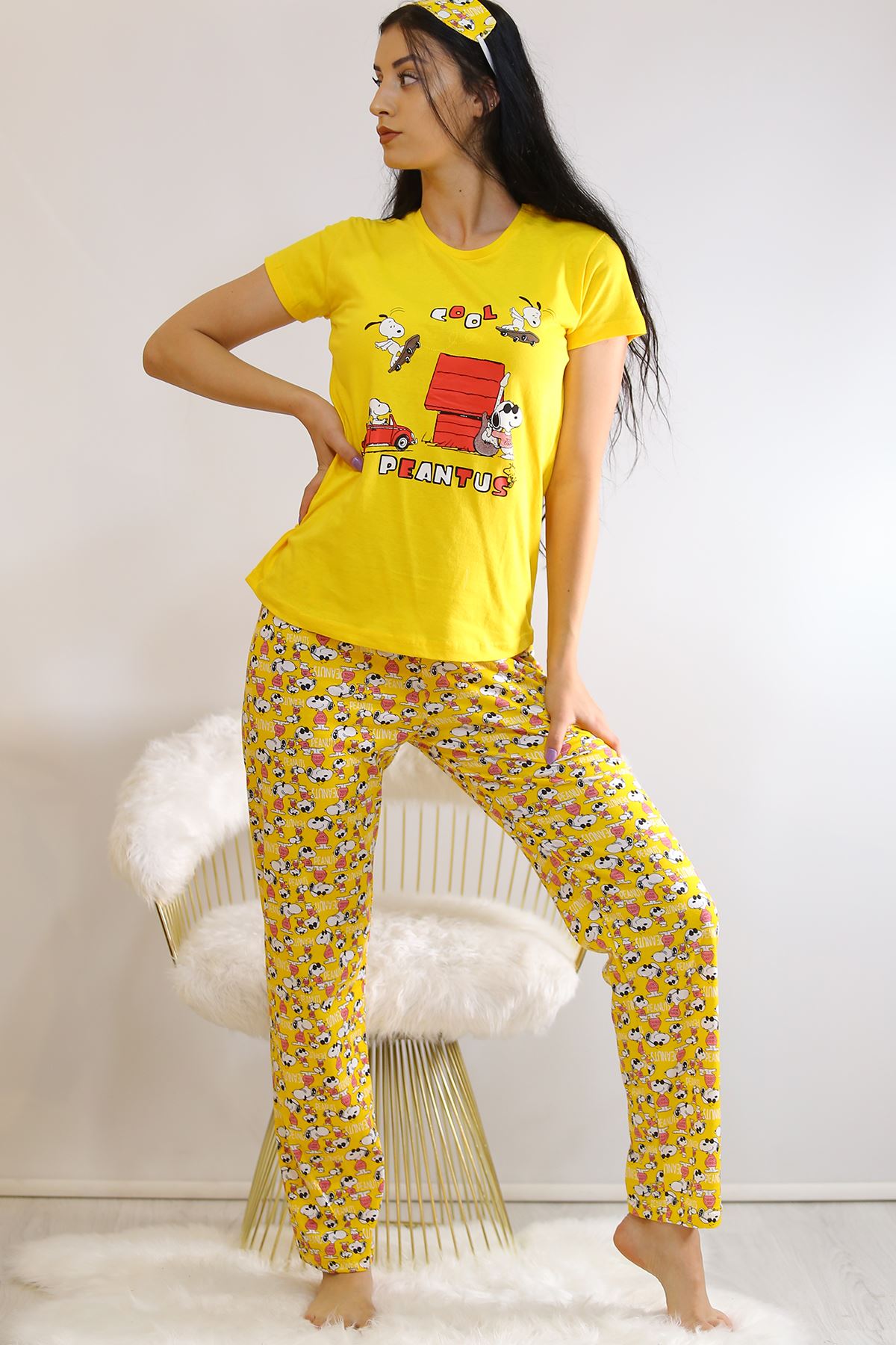 Baskılı Pijama Takımı Sarı - 21505.1059.