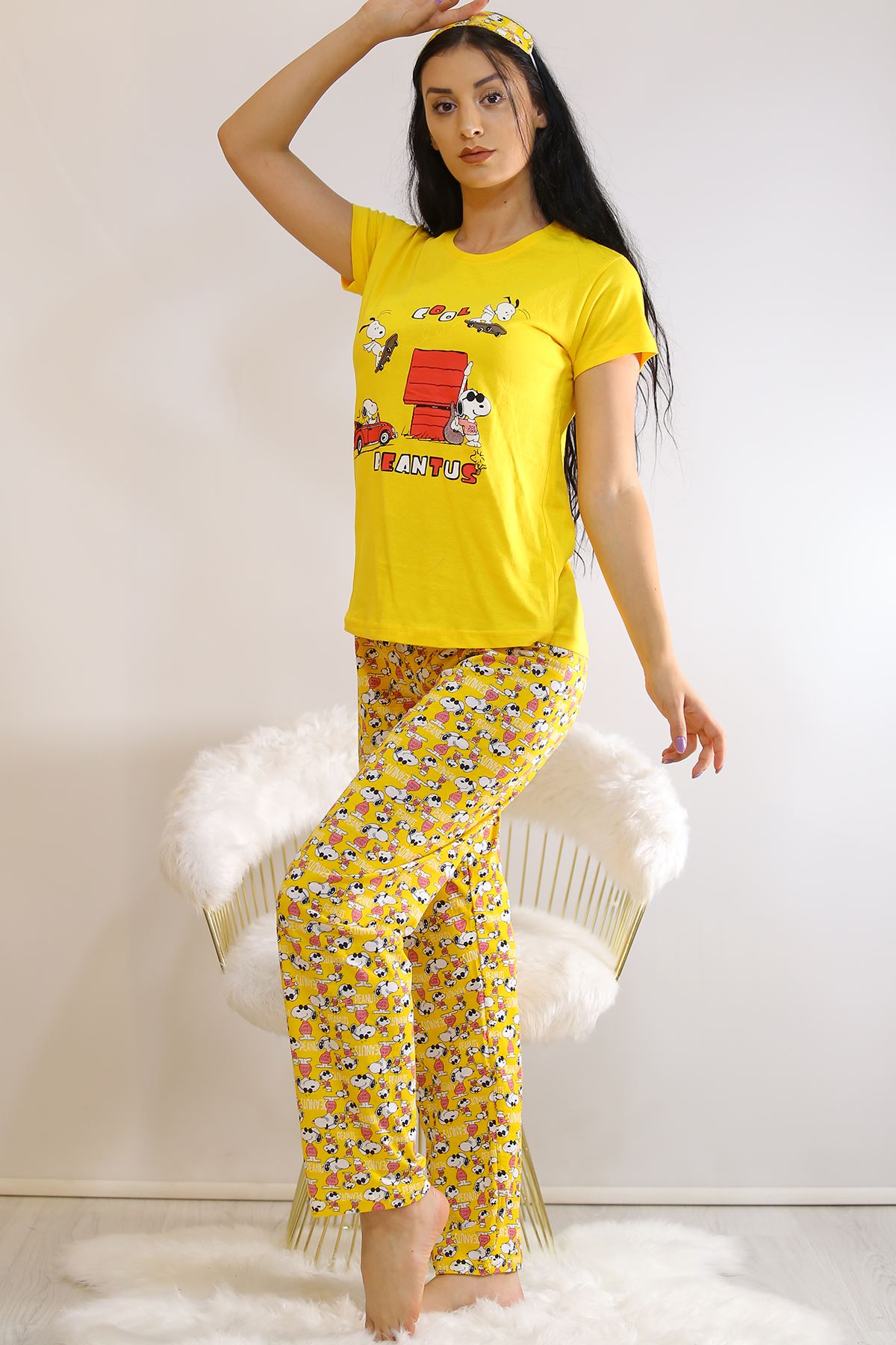 Baskılı Pijama Takımı Sarı - 21505.1059.