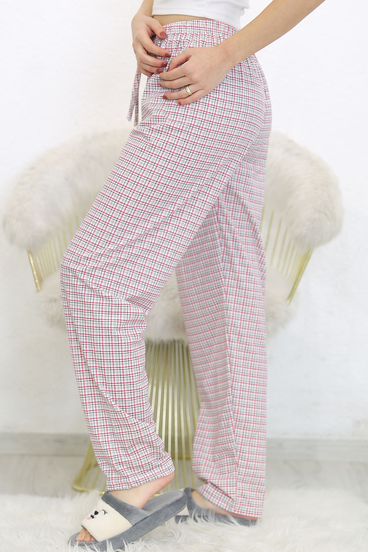 Desenli Pijama Altı Beyazpembe - 8540.1567.