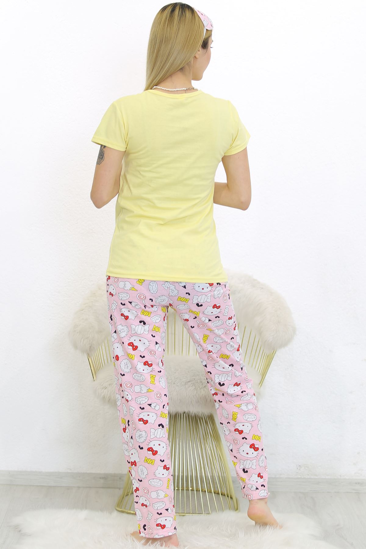 Baskılı Pijama Takımı Sarı - 8567.102.
