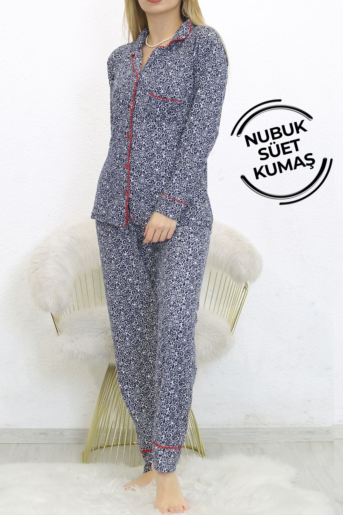 Nubuk Süet Pijama Takımı Lacikırmızı2 - 8529.1048.