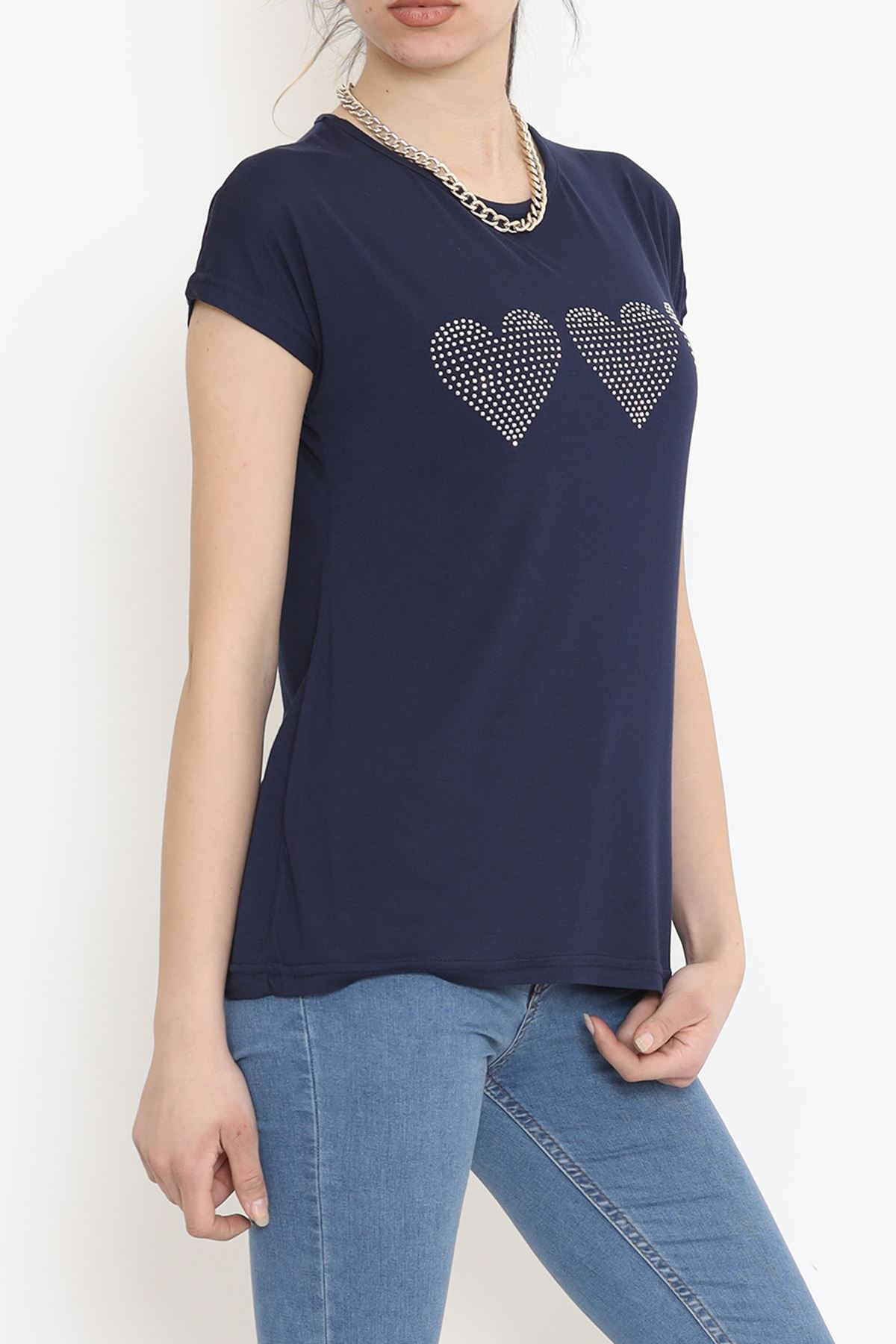 Kalp İşlemeli Bluz Lacivert - 17128.599.