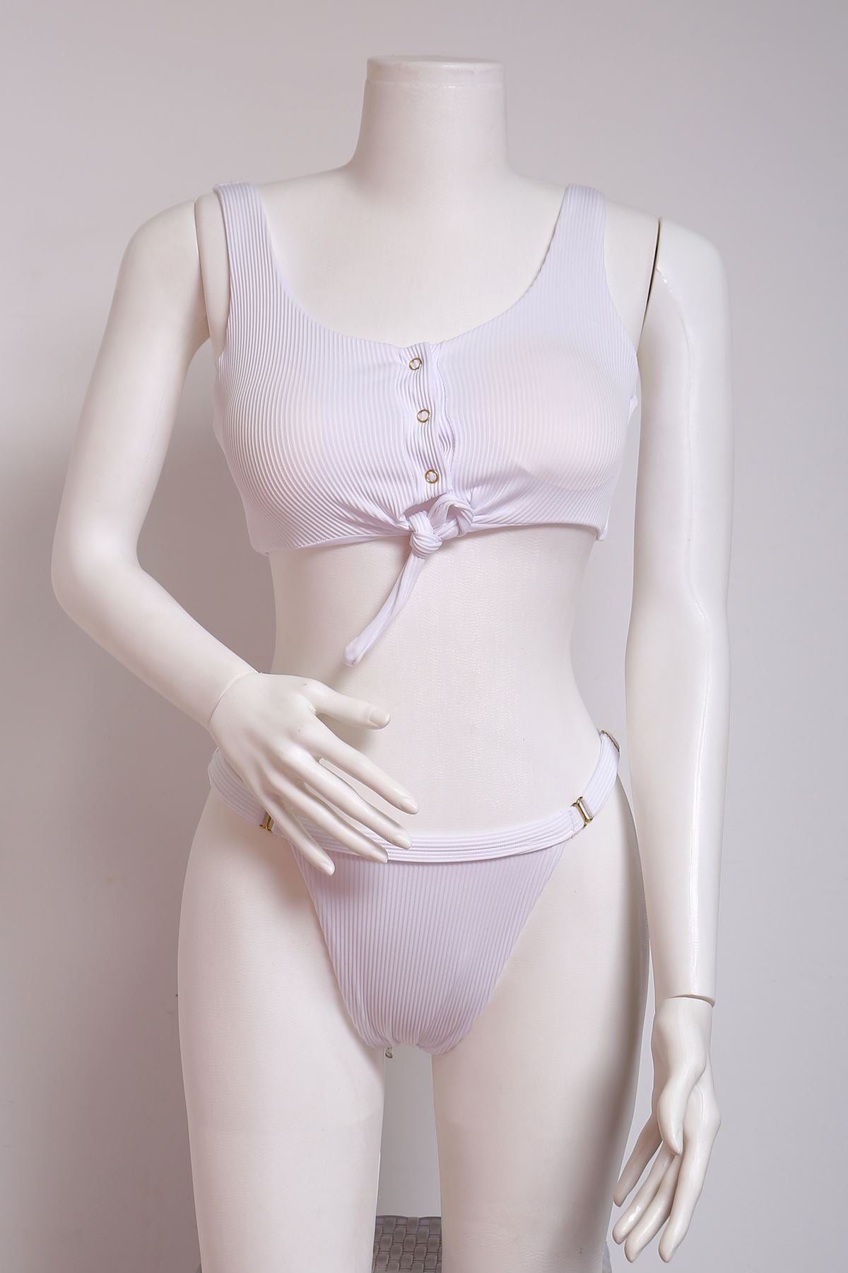 Çıtçıtlı Bikini Takım Beyaz - 10057.1834.