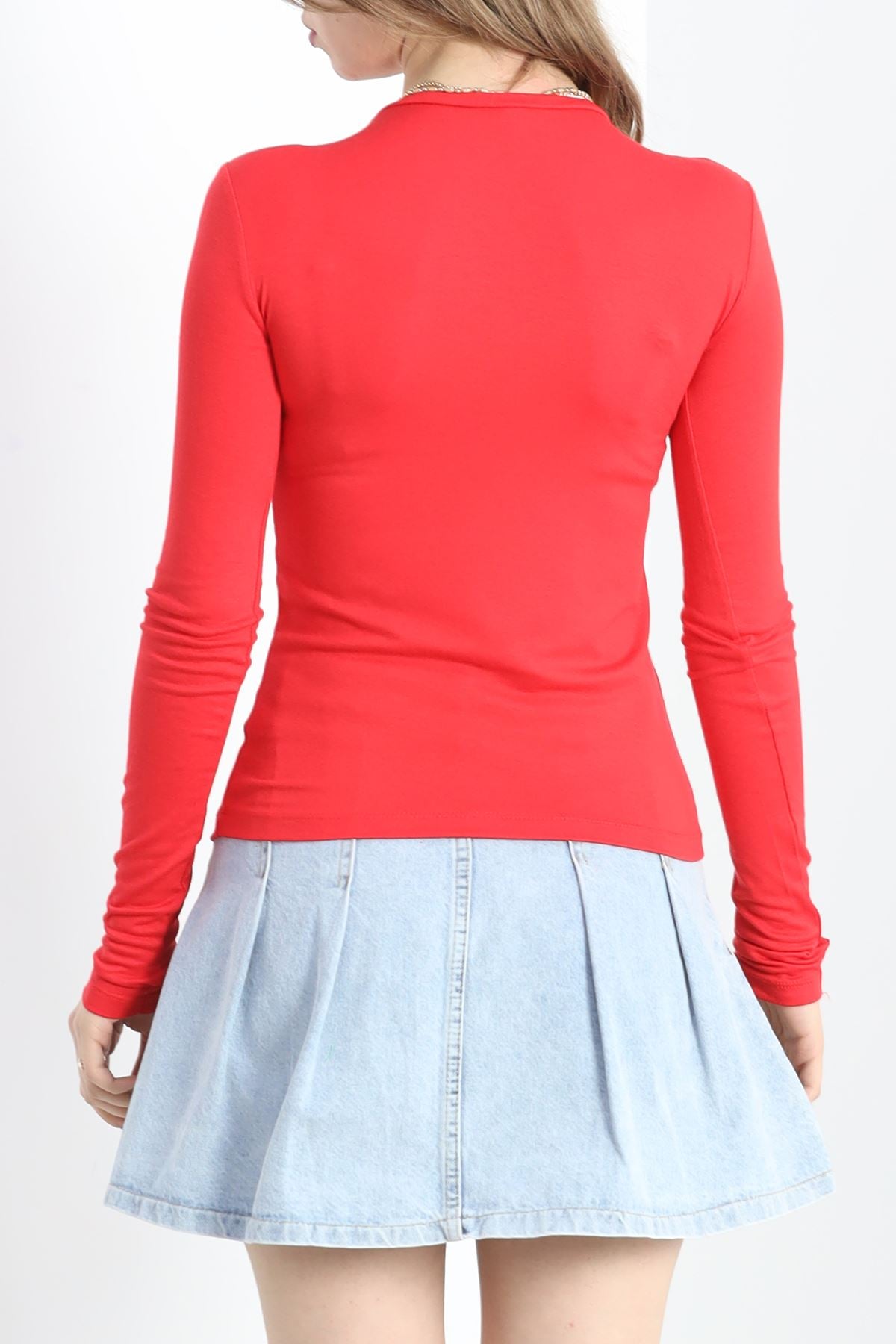 Bisiklet Yaka Parmak Geçmeli Viskon Body Kırmızı - 40075.599.