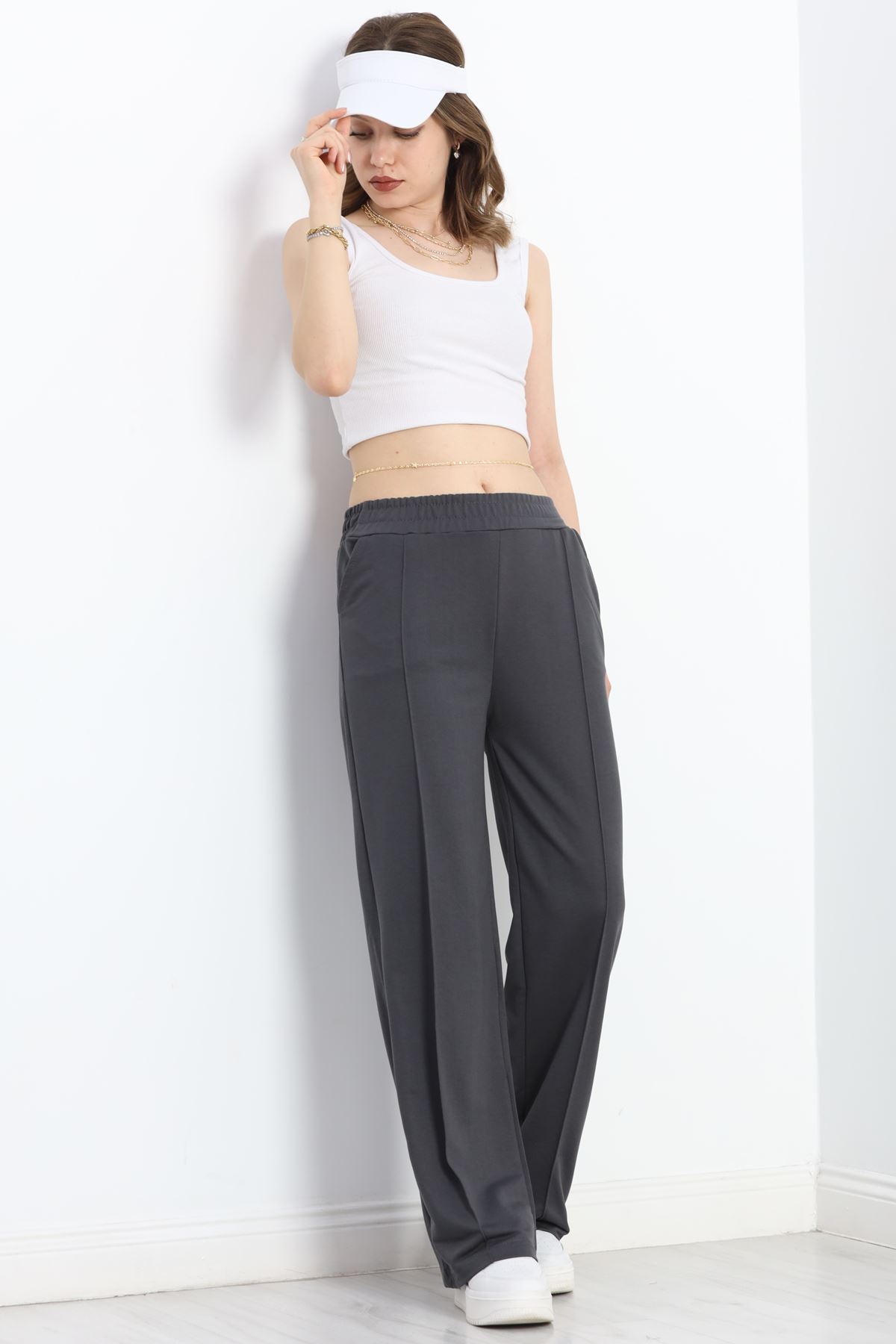 2 İplik Penye Çımalı Eşofman Altı Antrasit - 20245.1878.