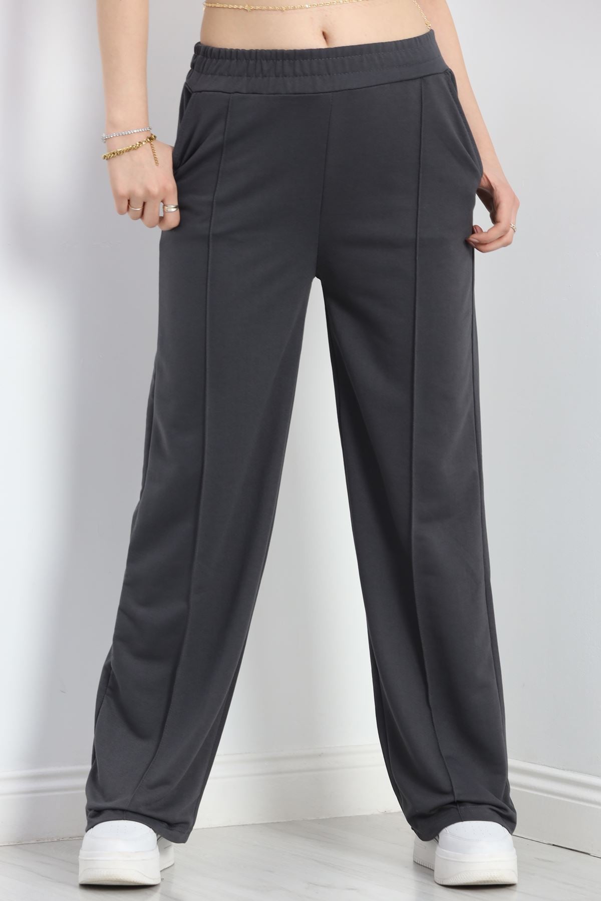 2 İplik Penye Çımalı Eşofman Altı Antrasit - 20245.1878.