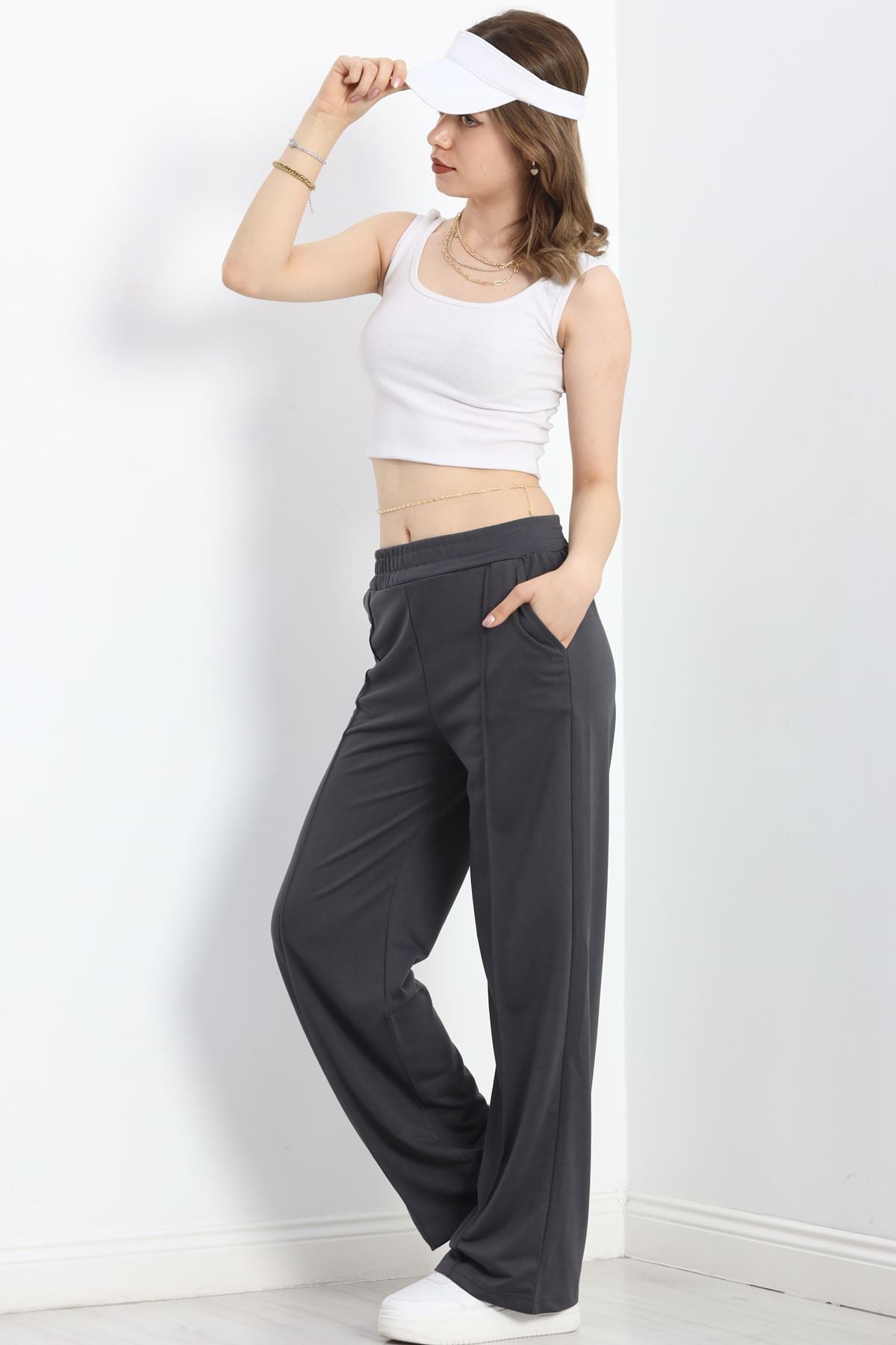 2 İplik Penye Çımalı Eşofman Altı Antrasit - 20245.1878.