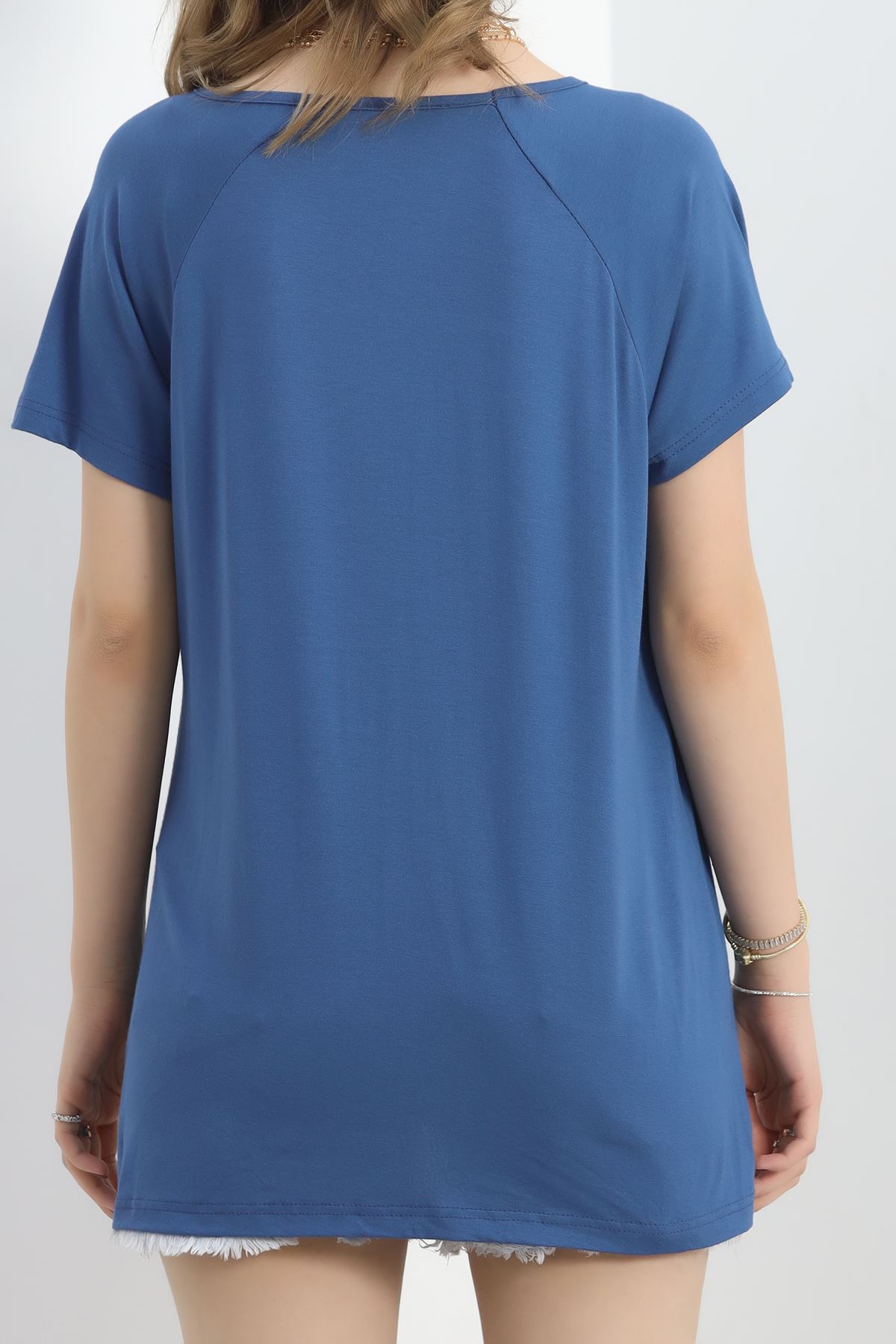 Düğme Detaylı Bluz İndigo - 20769.599.