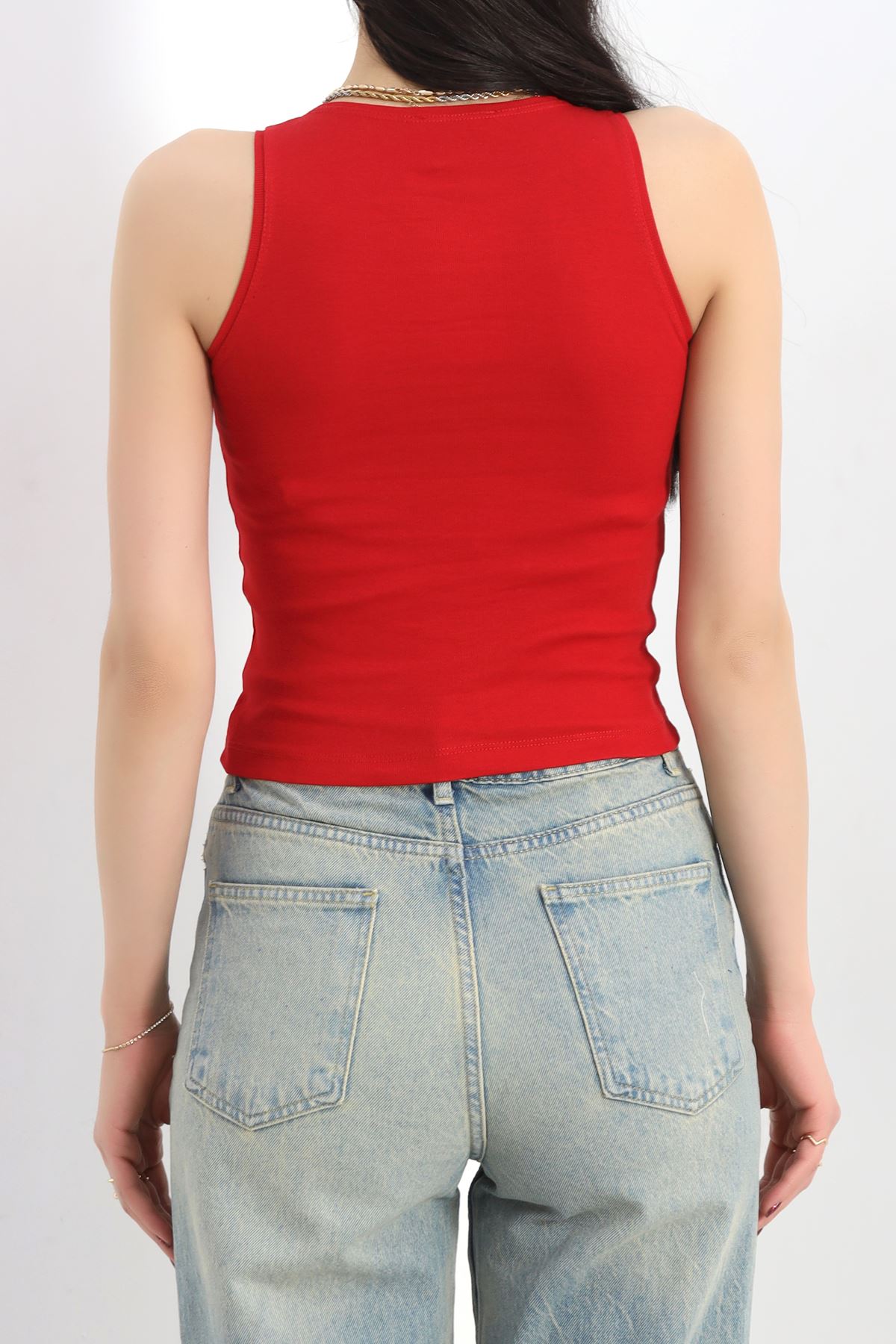 Likrasız Ribana Pamuklu Kolsuz Atlet Kırmızı - 21561.200.