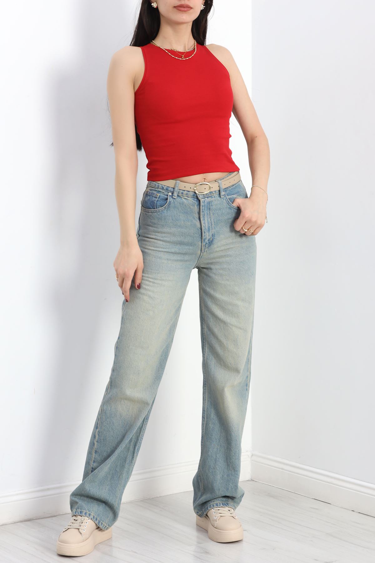 Likrasız Ribana Pamuklu Kolsuz Atlet Kırmızı - 21561.200.