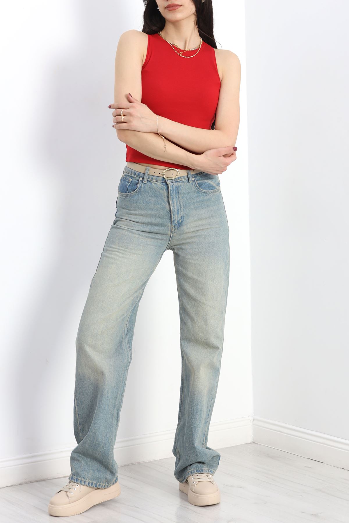 Likrasız Ribana Pamuklu Kolsuz Atlet Kırmızı - 21561.200.