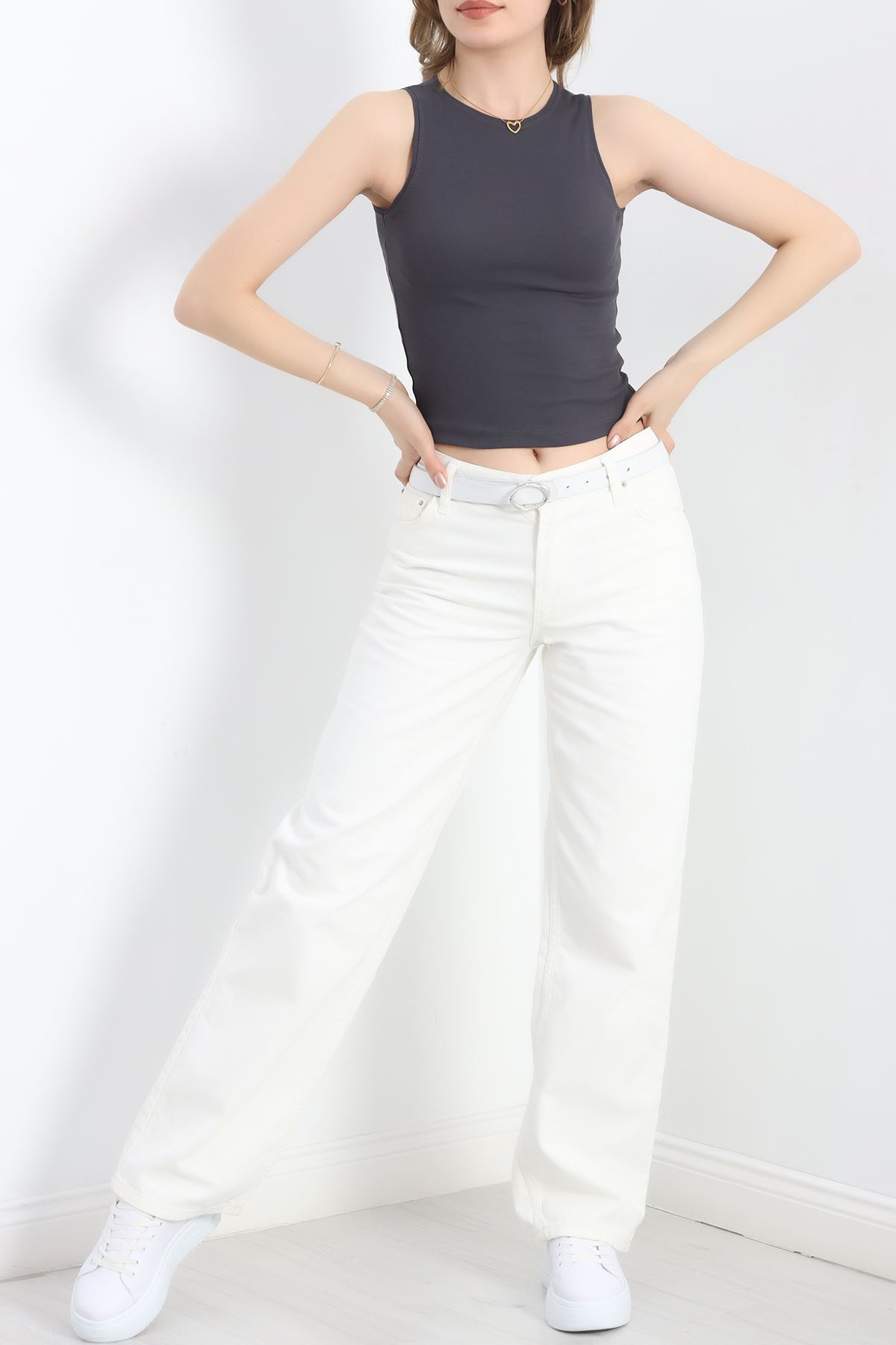 Likrasız Ribana Pamuklu Kolsuz Atlet Füme - 21561.200.