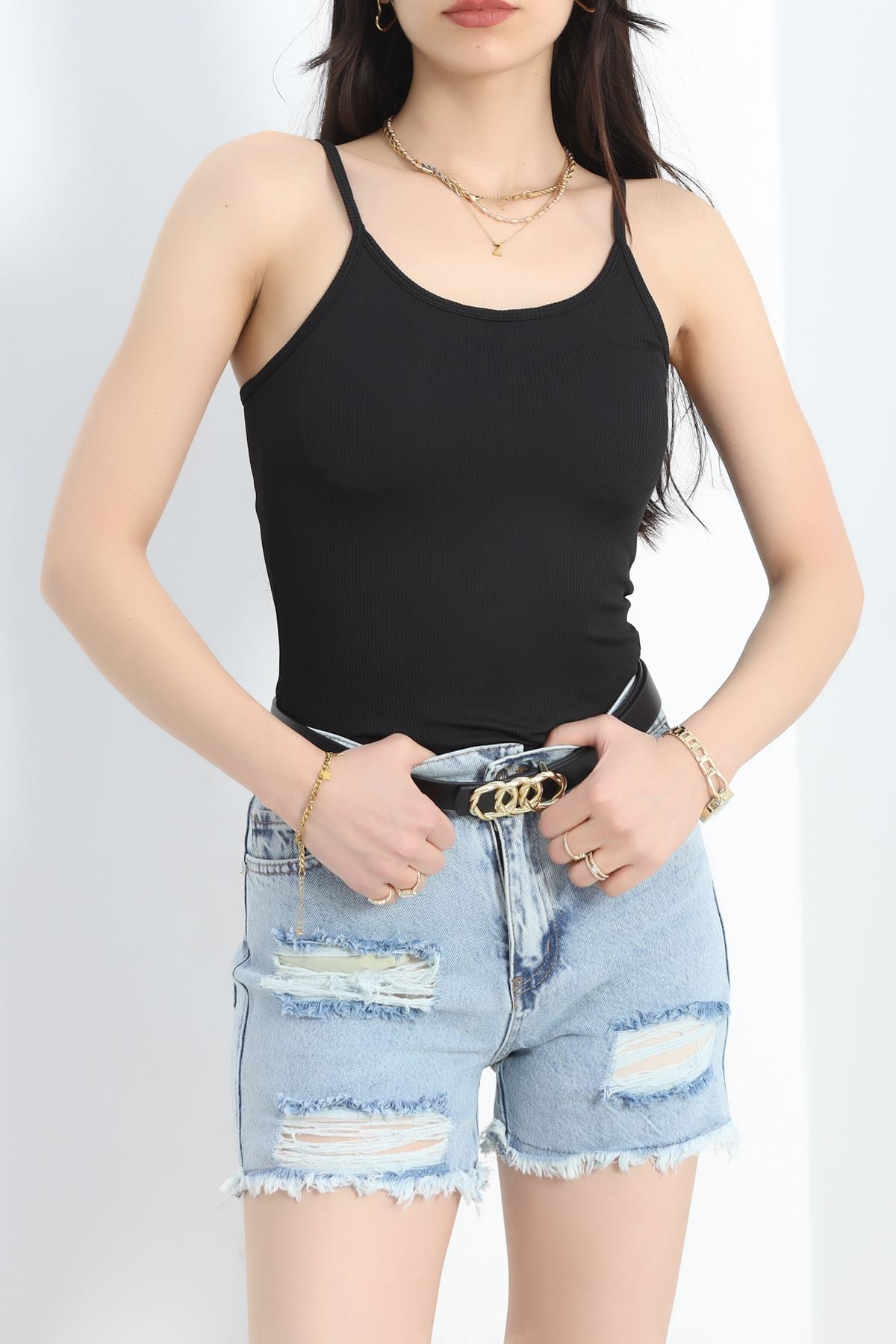 Burgu Fitil Kumaş U Yaka Zıbın Siyah - 5070.125.