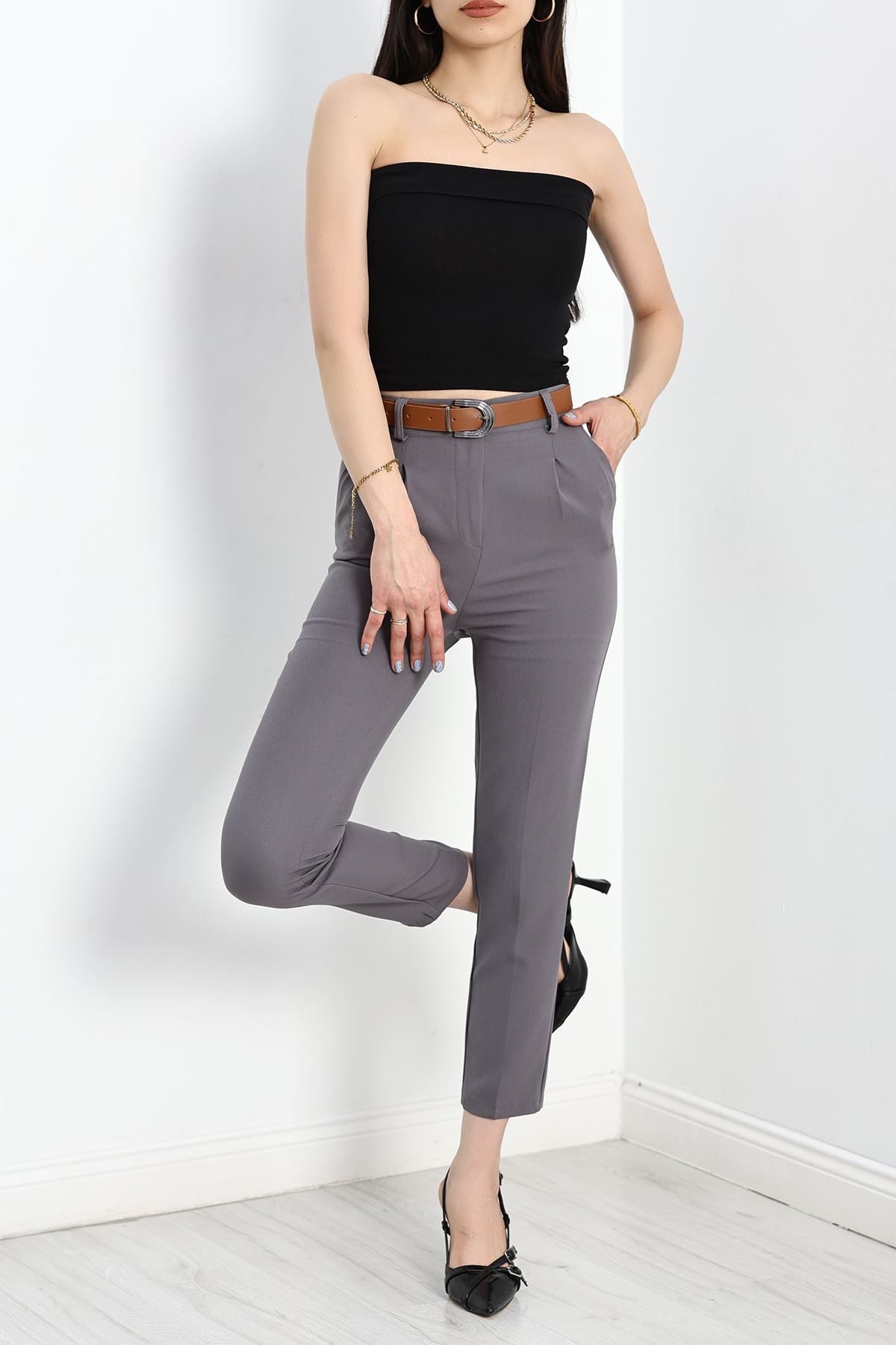 Kemerli Double Pantolon Antrasit - 40090.683.