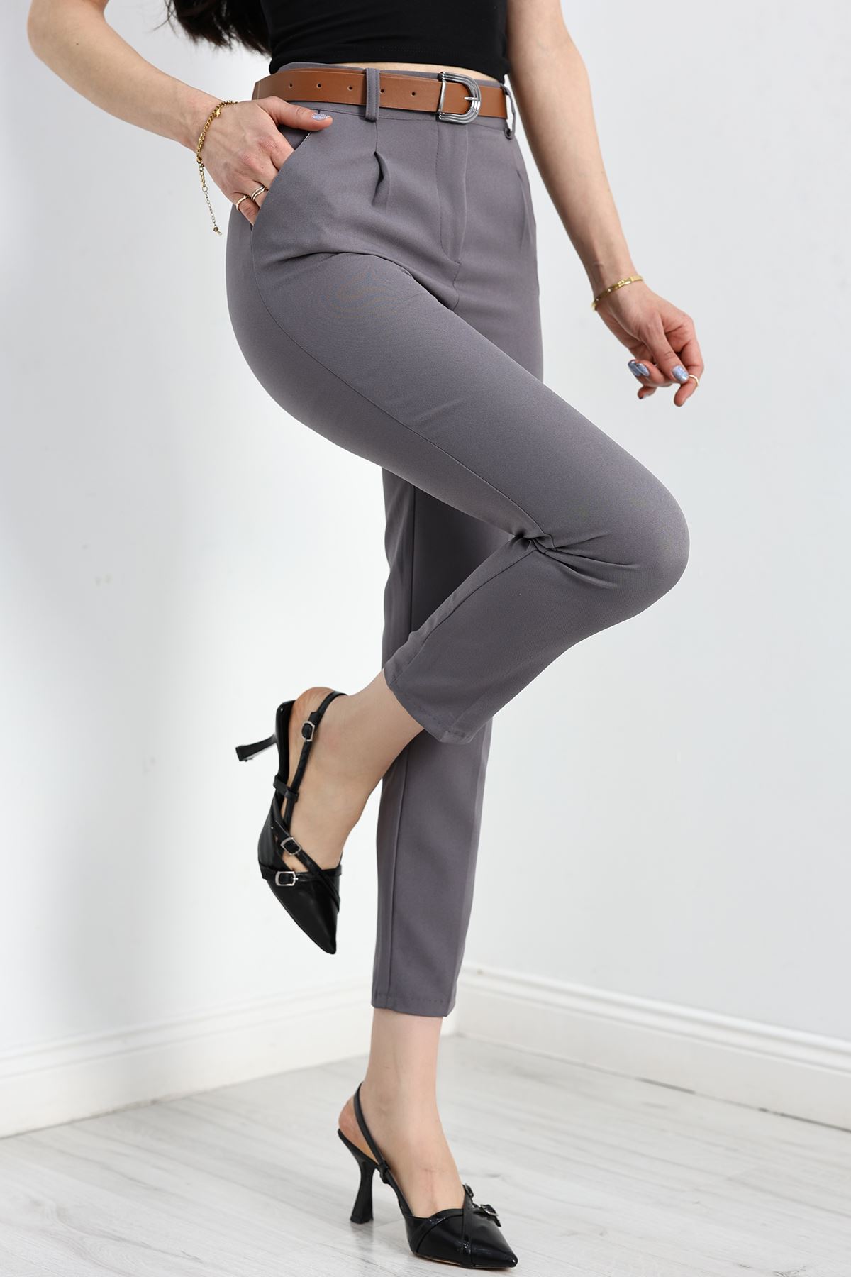 Kemerli Double Pantolon Antrasit - 40090.683.