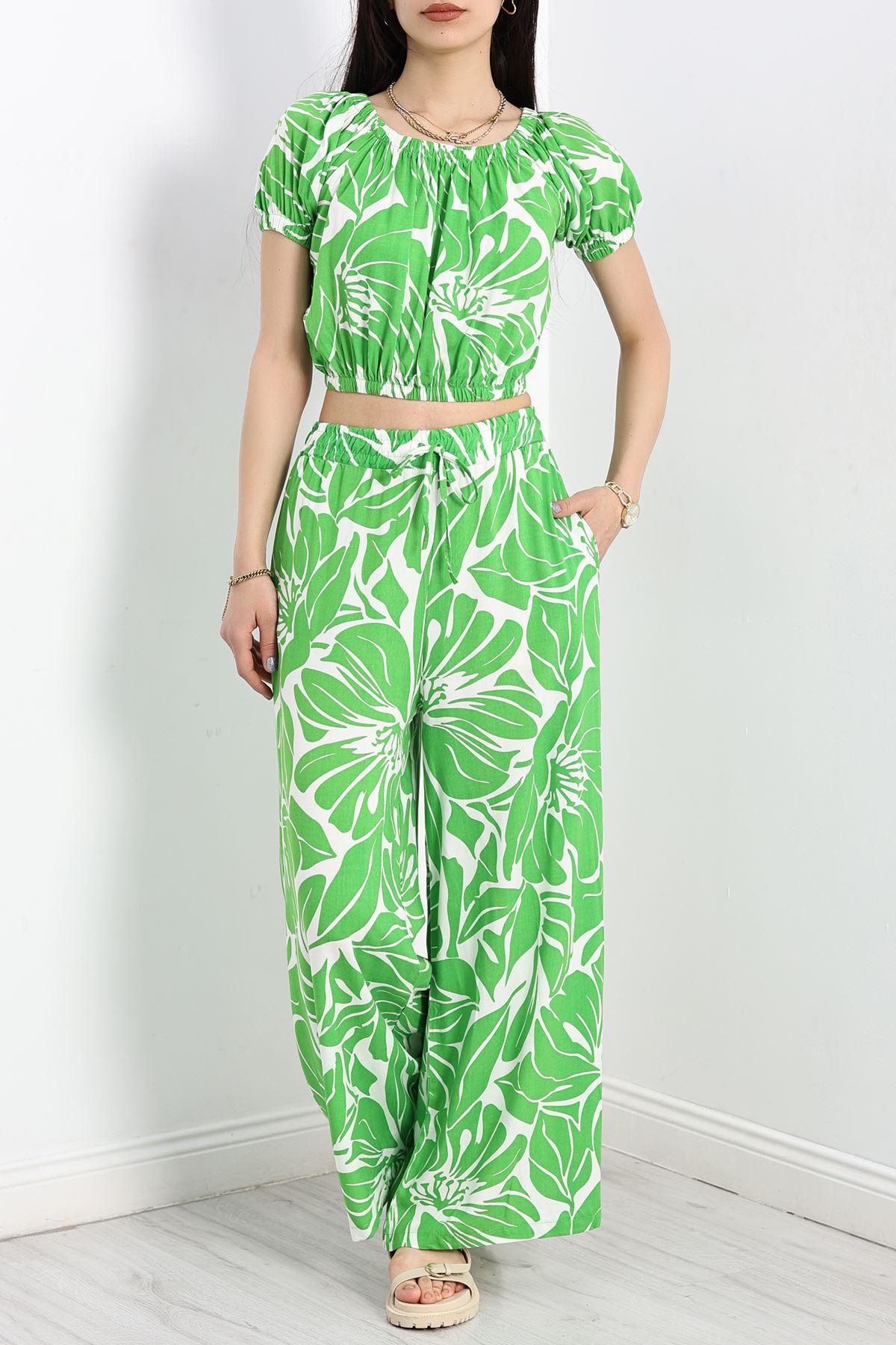 Desenli Crop Takım Açıkyeşil - 715.1247.