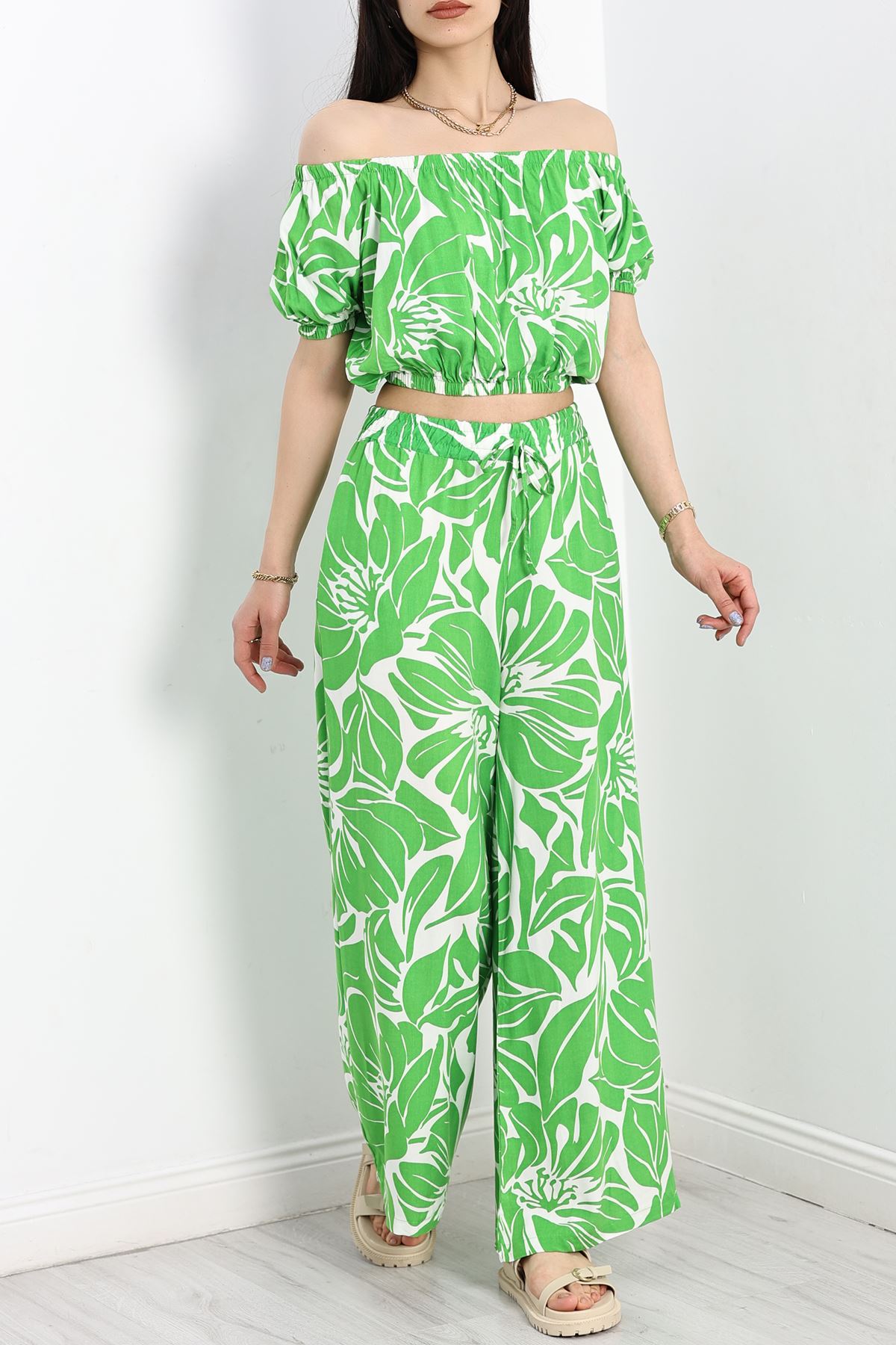 Desenli Crop Takım Açıkyeşil - 715.1247.