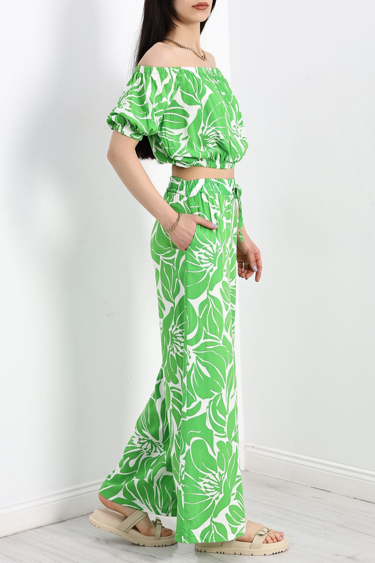 Desenli Crop Takım Açıkyeşil - 715.1247.