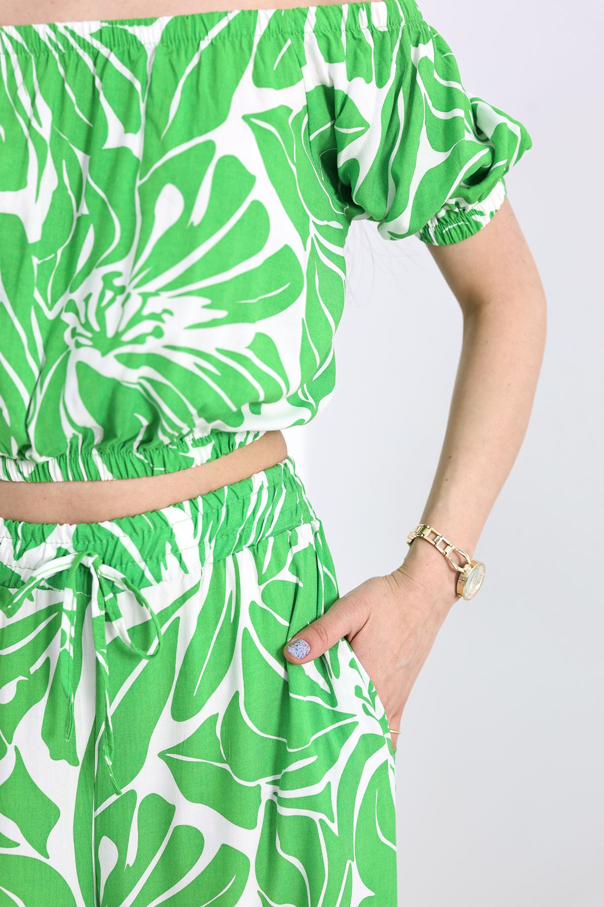 Desenli Crop Takım Açıkyeşil - 715.1247.