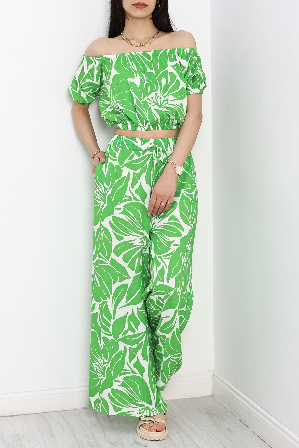 Desenli Crop Takım Açıkyeşil - 715.1247.