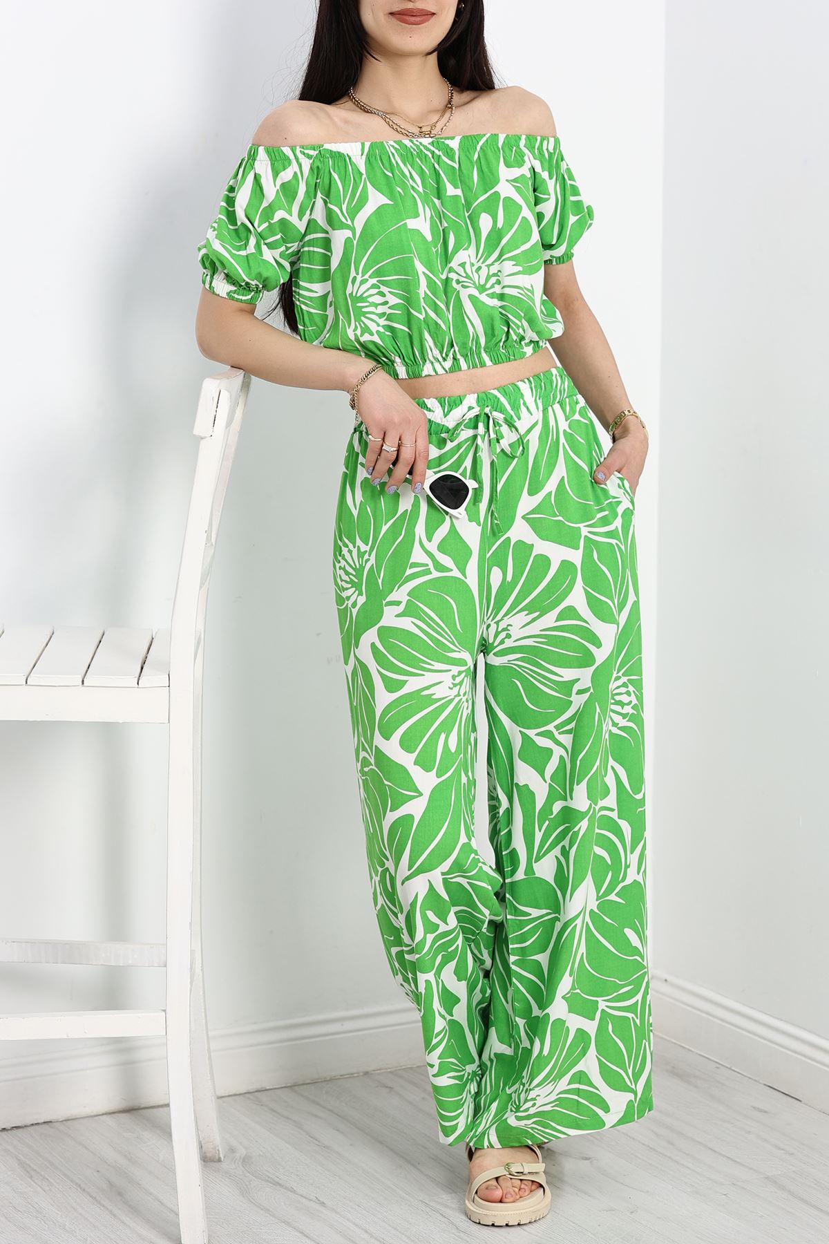 Desenli Crop Takım Açıkyeşil - 715.1247.