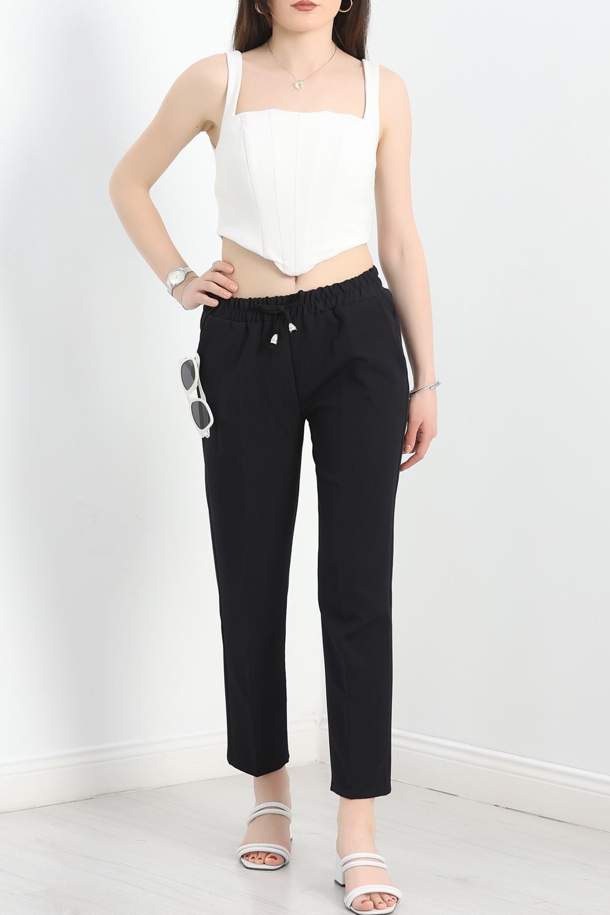 Dabıl Bağcıklı Pantolon Siyah1 - 20138.1884.