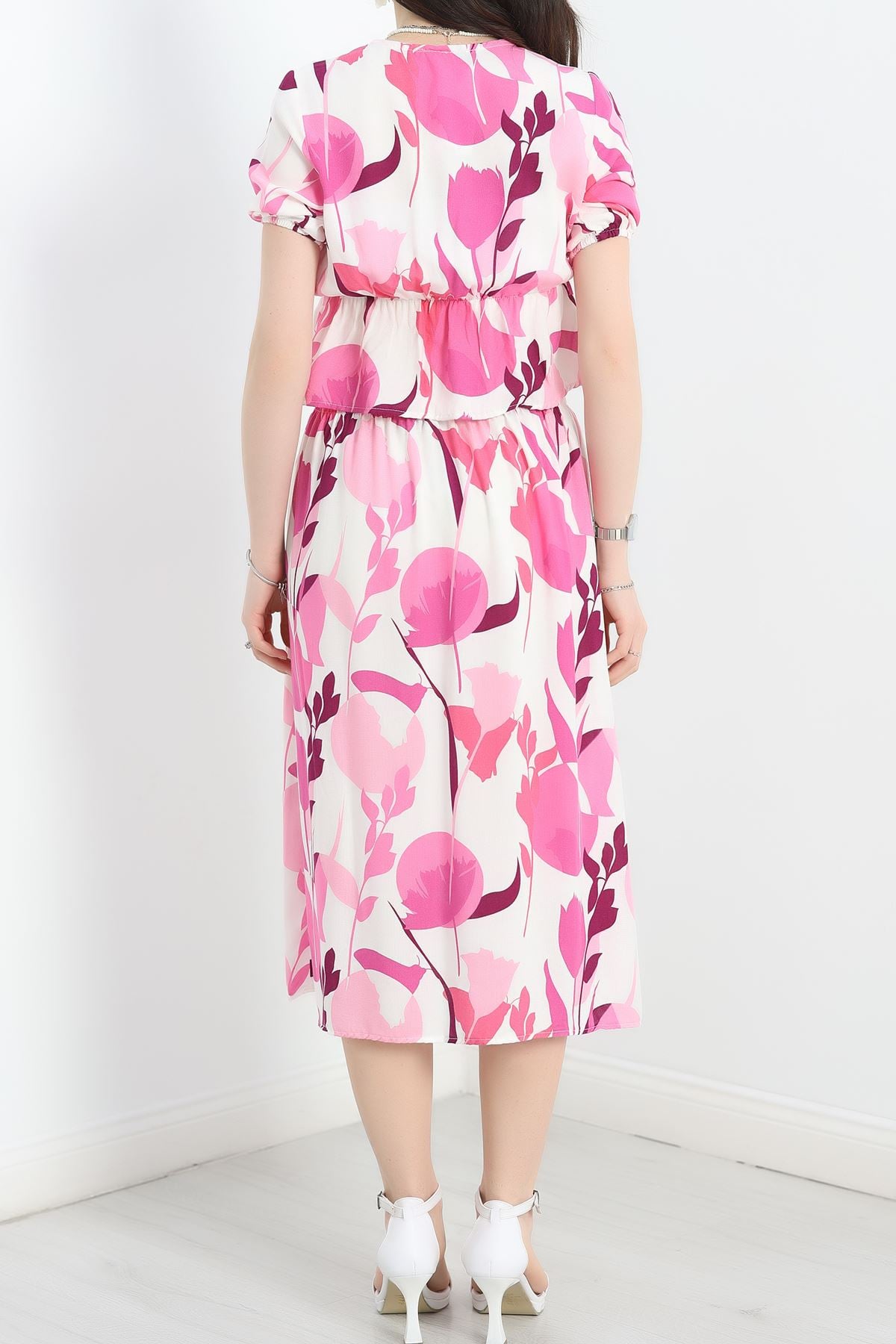 Büzgülü Etekli Takım Fuşyabeyaz - 40687.701.