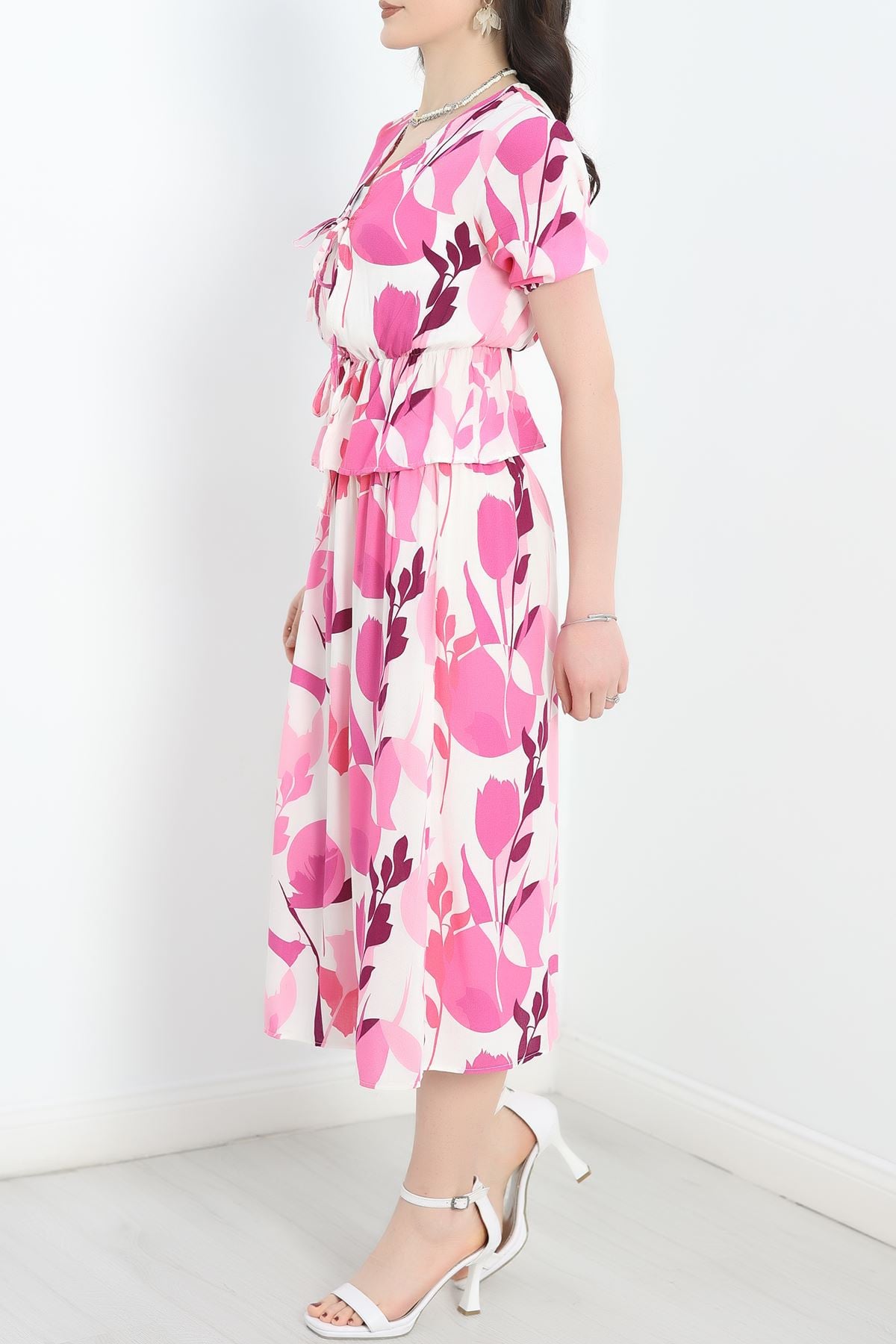 Büzgülü Etekli Takım Fuşyabeyaz - 40687.701.