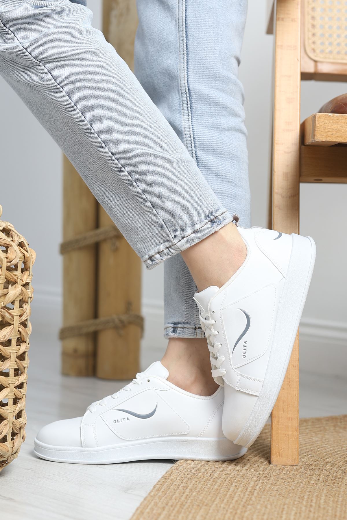 Baskılı Günlük Ayakkabı Beyazgri - 30303.264.