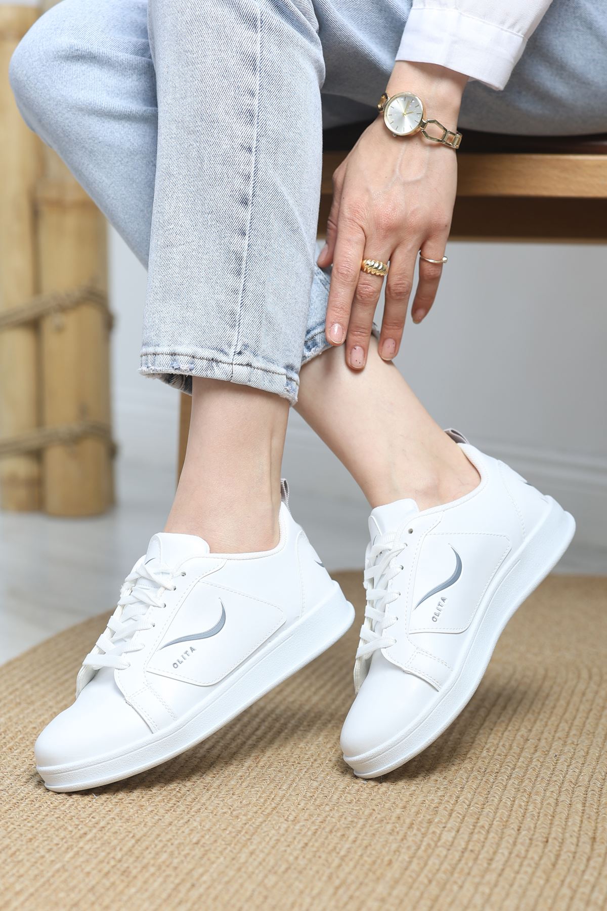 Baskılı Günlük Ayakkabı Beyazgri - 30303.264.