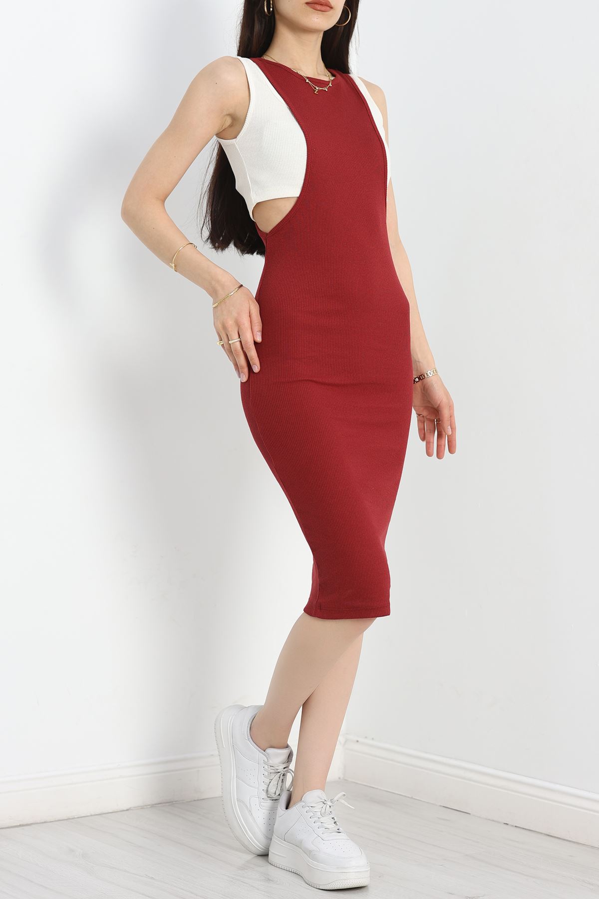 Atletli Kaşkorse Elbise Bordo - 40970.1748.