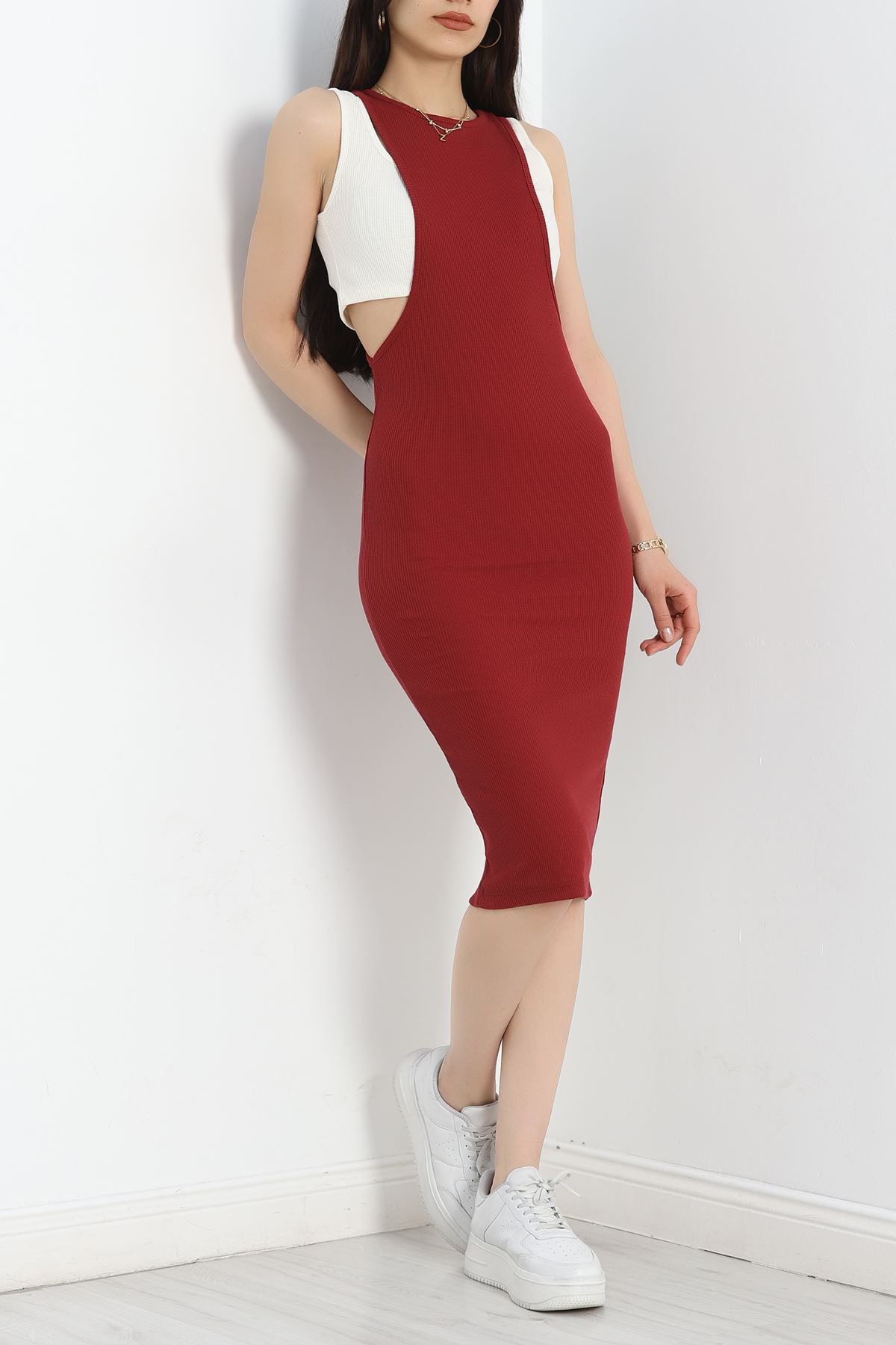 Atletli Kaşkorse Elbise Bordo - 40970.1748.