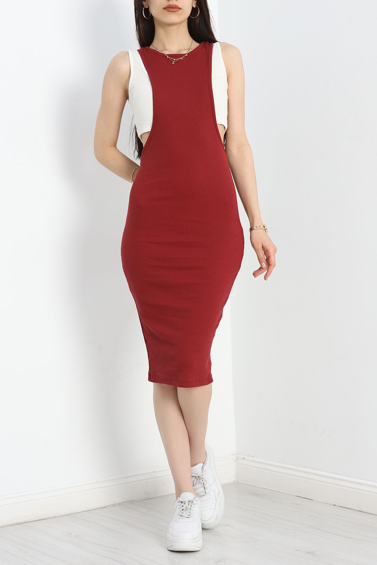 Atletli Kaşkorse Elbise Bordo - 40970.1748.