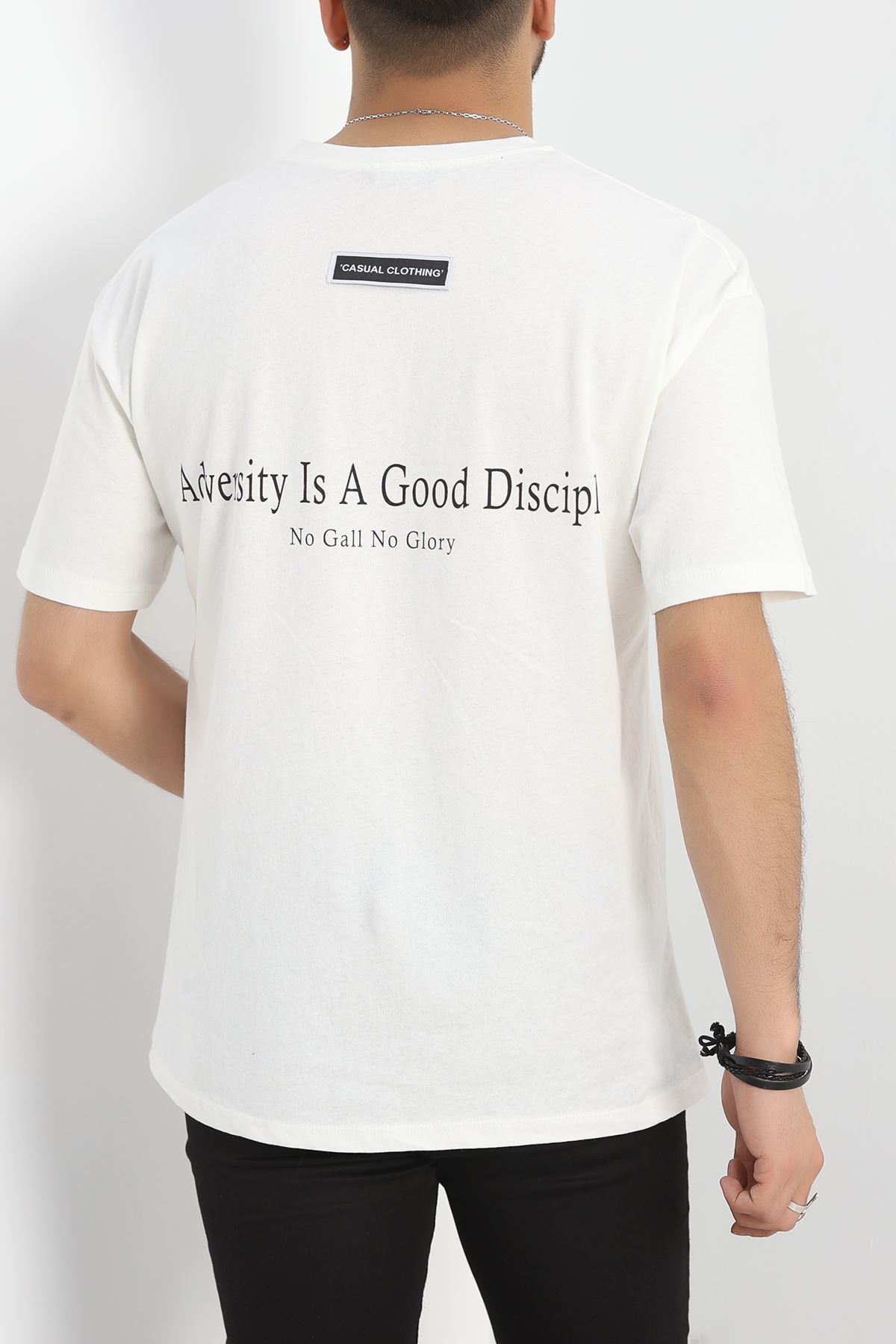 Baskılı Penye Erkek Tişört Kırıkbeyaz - 40801.1872.