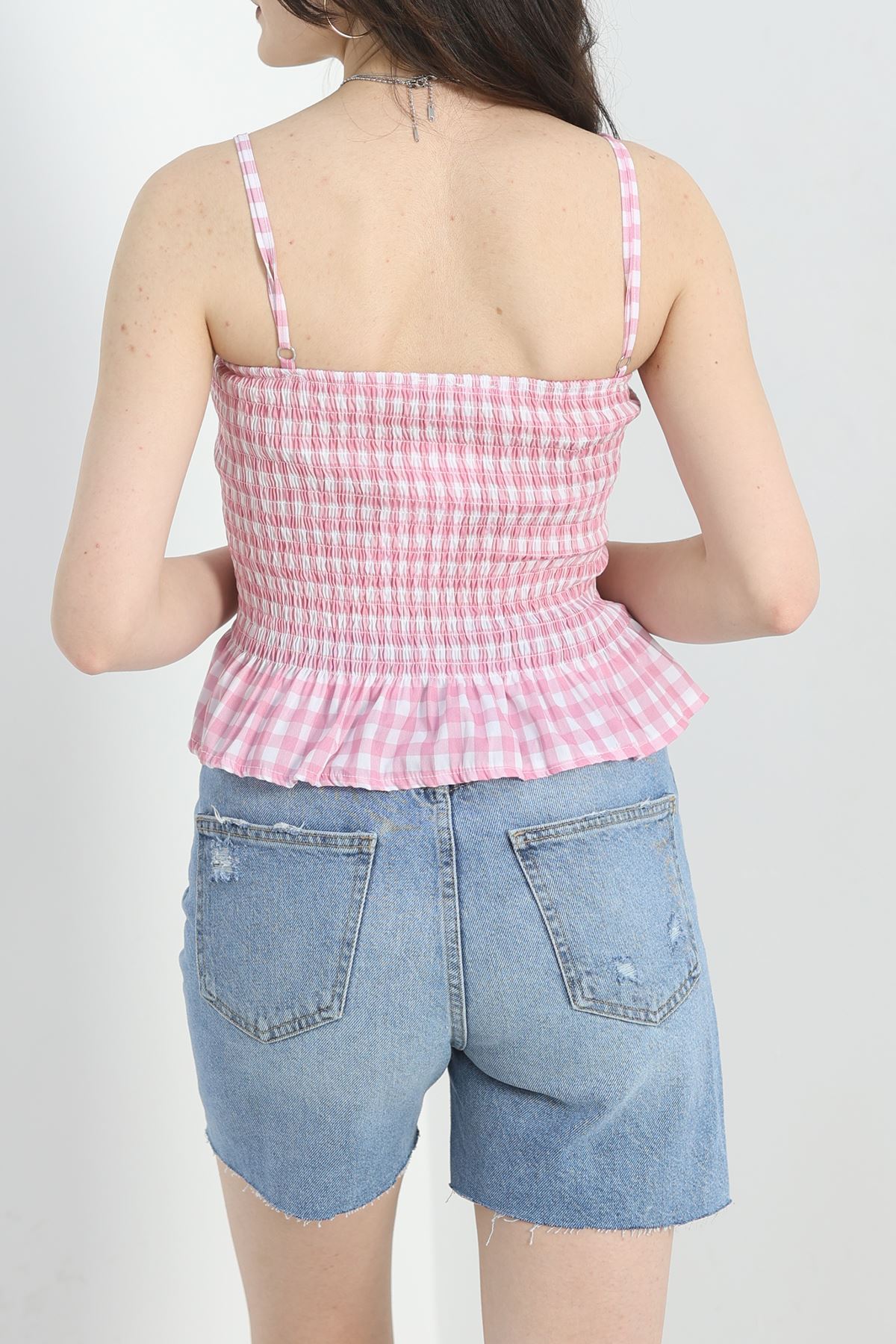 Askılı Düğmeli Bluz Pembe - 60008.148.