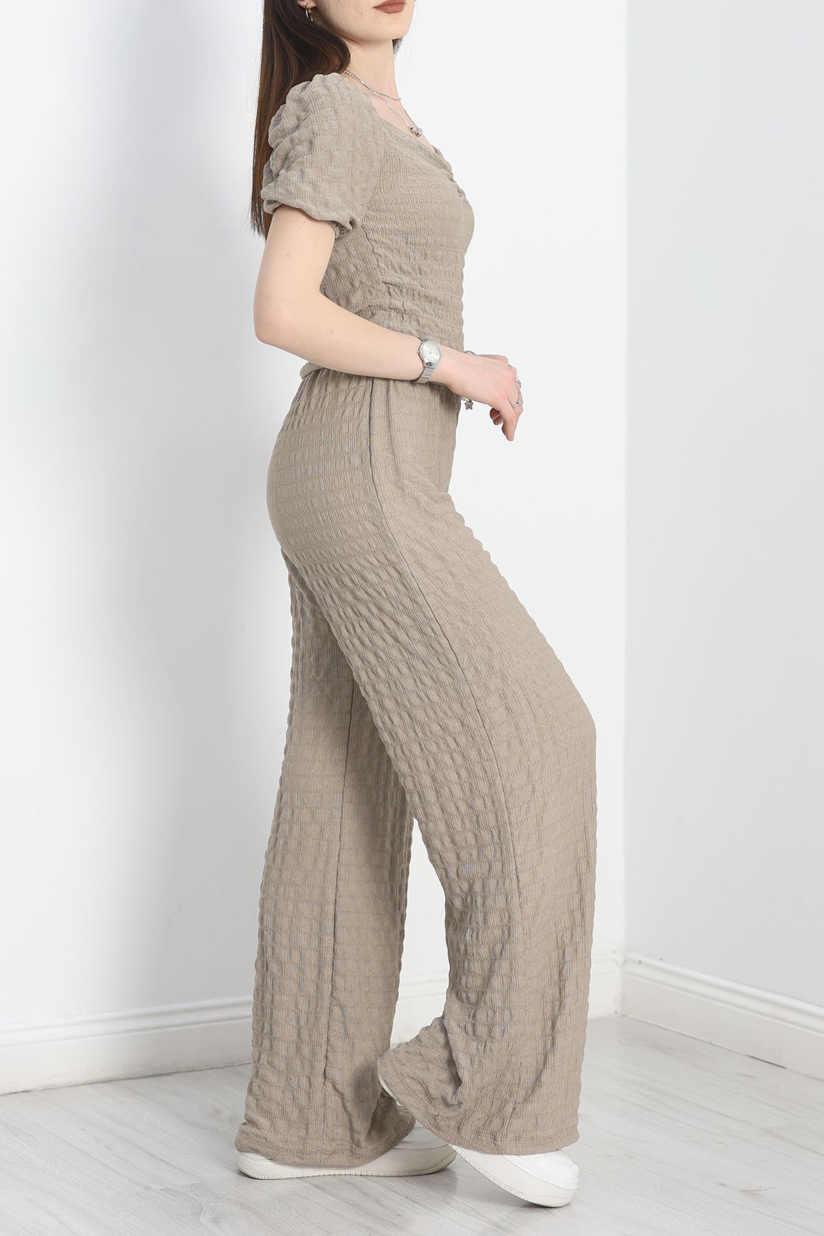 Kalp Yaka İkili Takım Bej - 40584.1837.