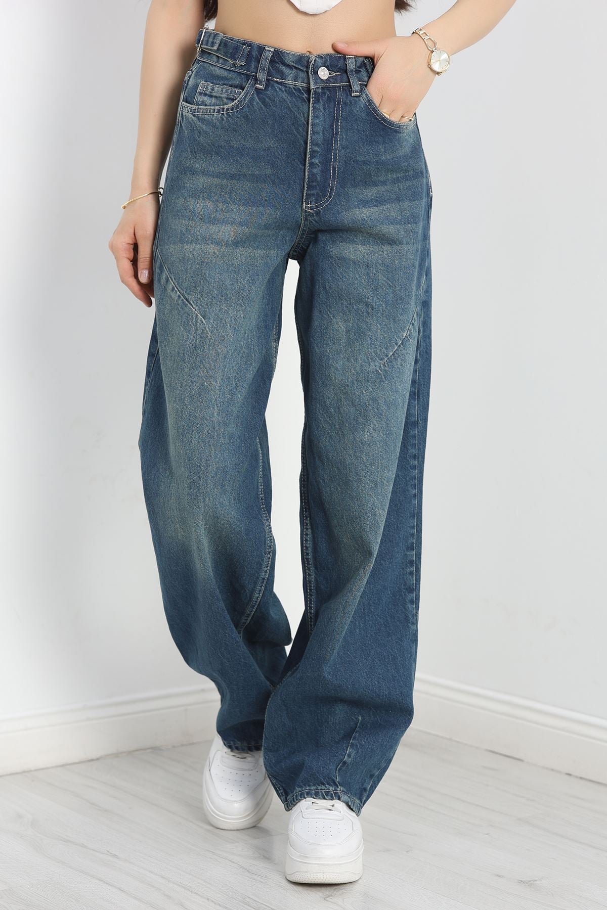 Bel Ayarlanabilir Baggy Kot Pantolon Mavitint - 30727.1184.