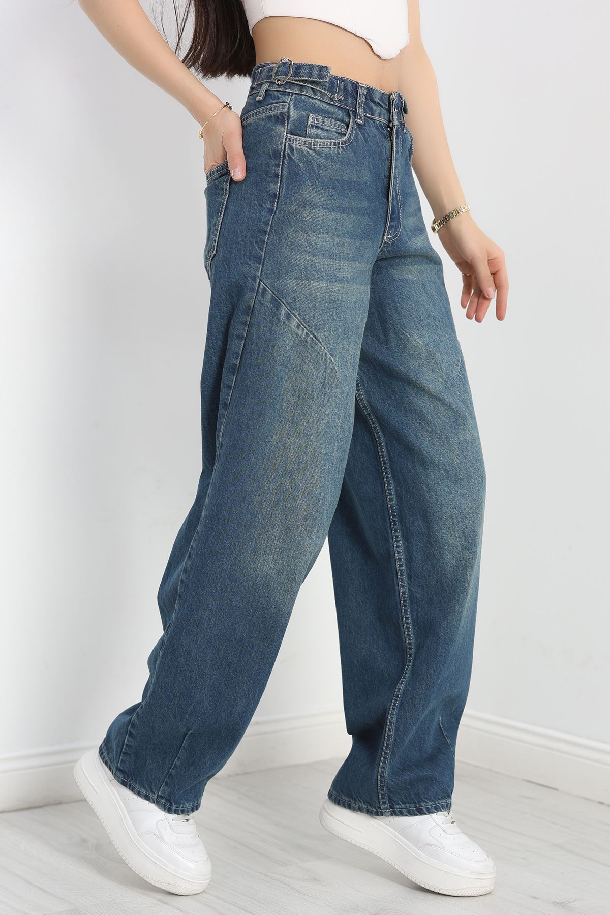 Bel Ayarlanabilir Baggy Kot Pantolon Mavitint - 30727.1184.