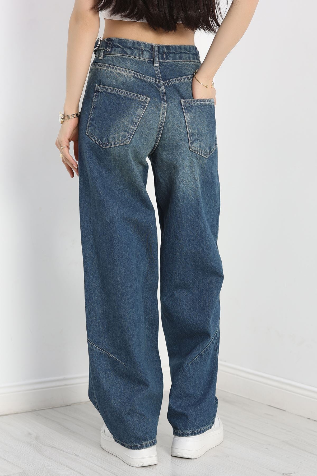 Bel Ayarlanabilir Baggy Kot Pantolon Mavitint - 30727.1184.