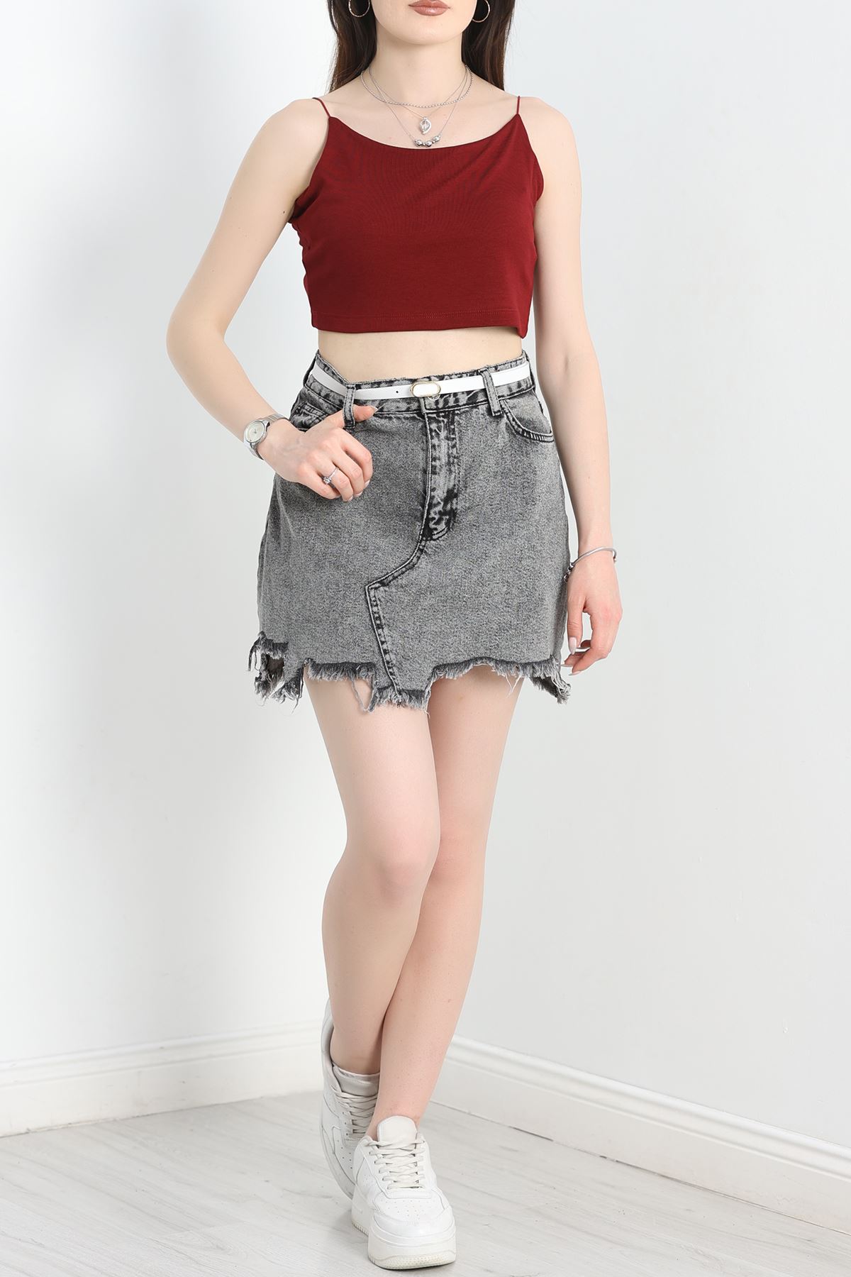 İp Askılı Crop Atlet Bordo - 40791.1723.