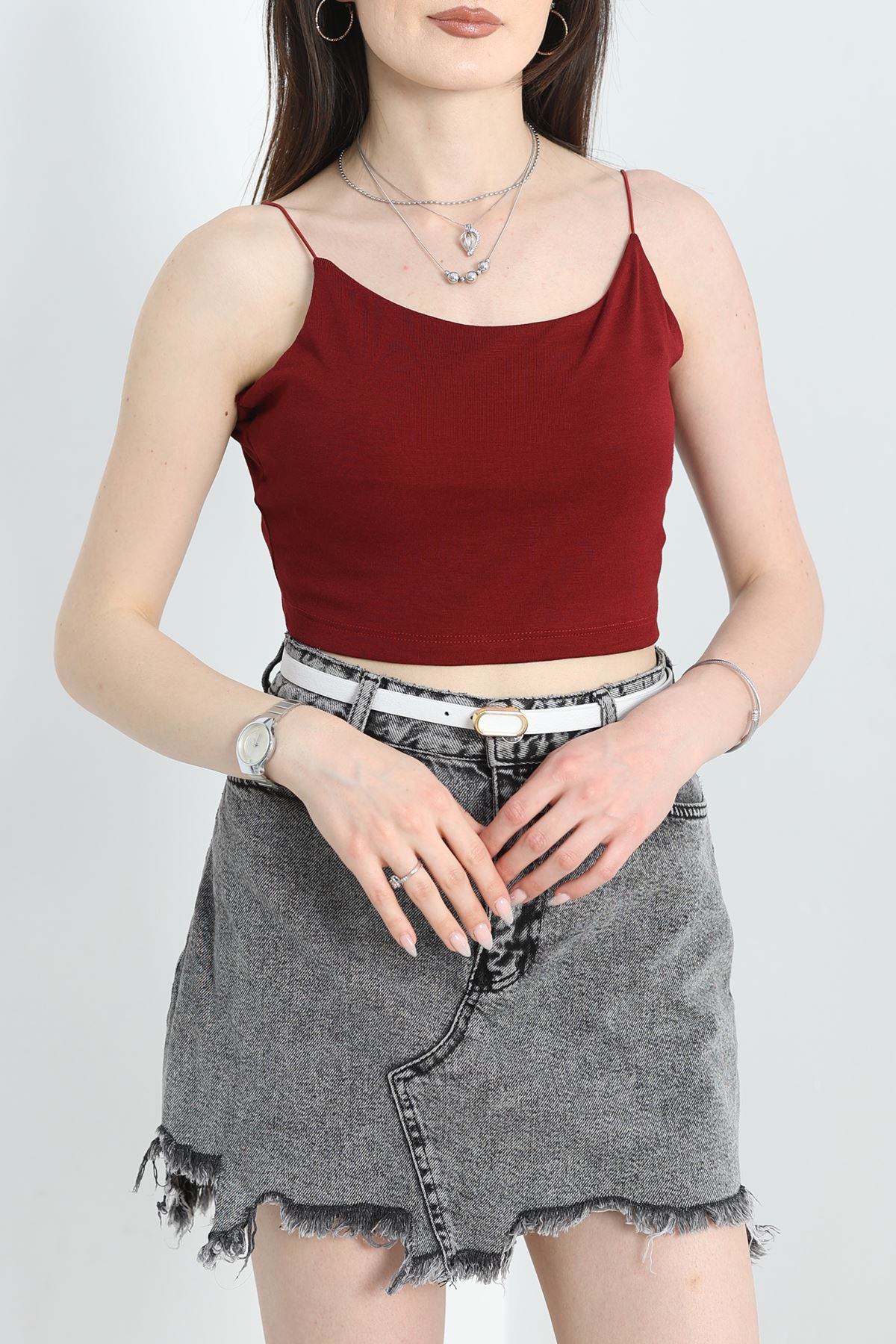İp Askılı Crop Atlet Bordo - 40791.1723.