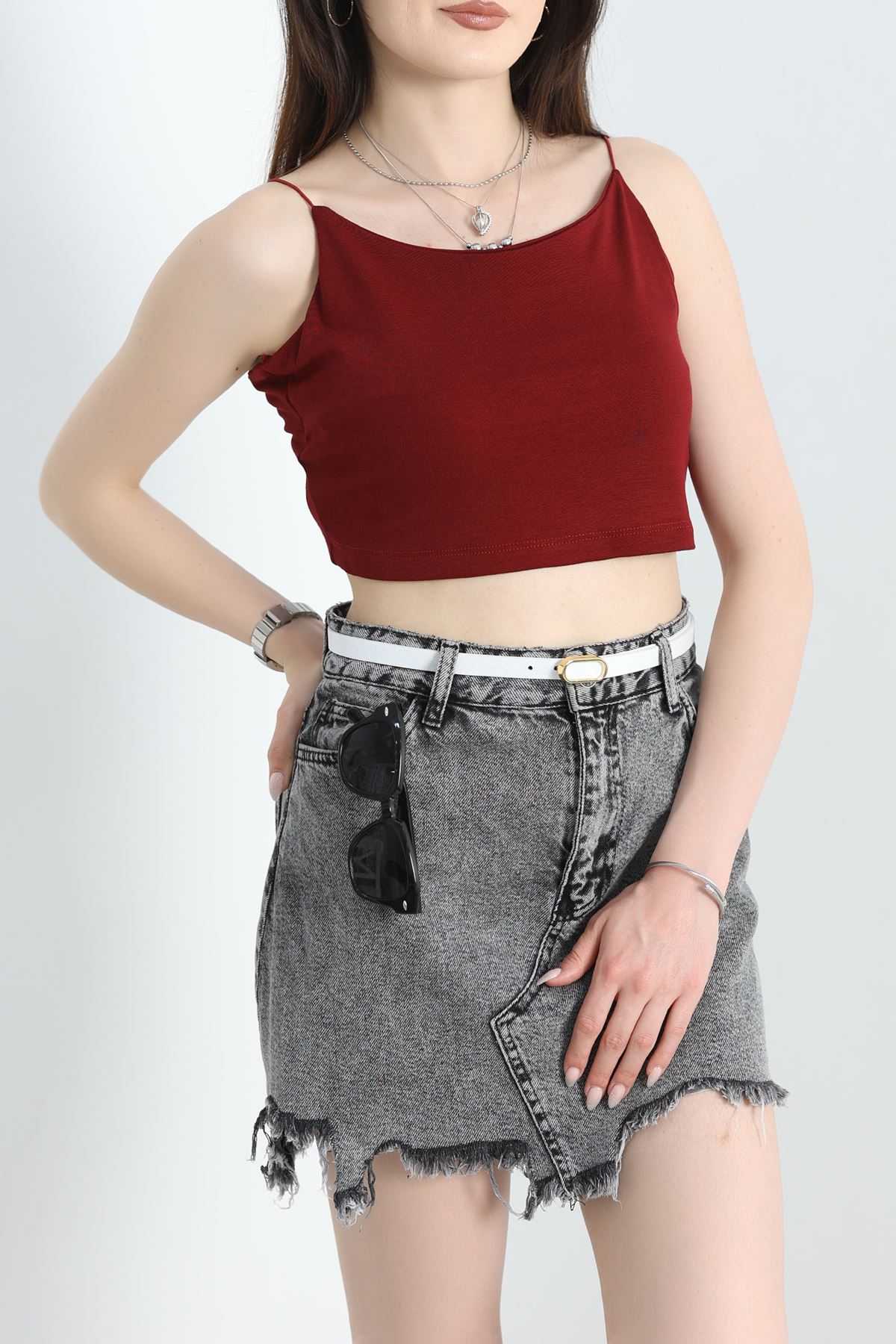 İp Askılı Crop Atlet Bordo - 40791.1723.