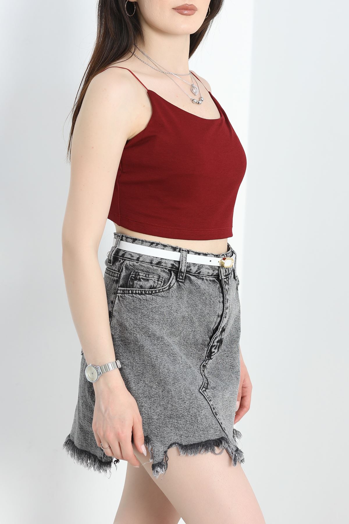 İp Askılı Crop Atlet Bordo - 40791.1723.