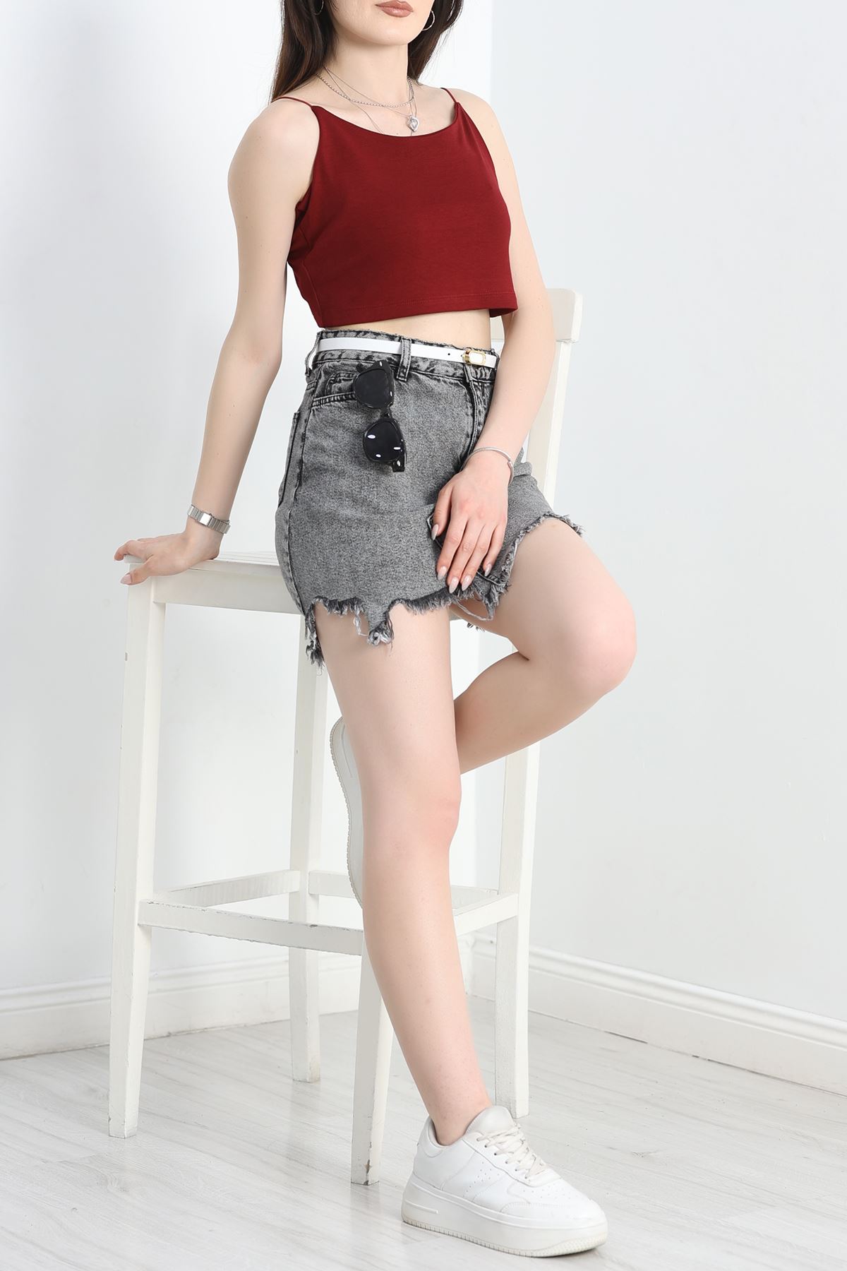 İp Askılı Crop Atlet Bordo - 40791.1723.