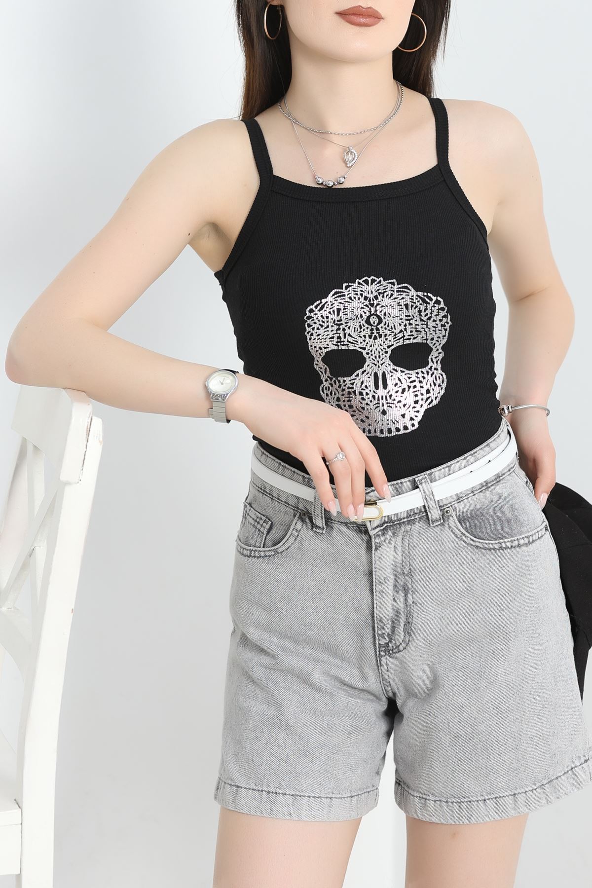 Baskılı Atlet Siyah - 70320.1092.