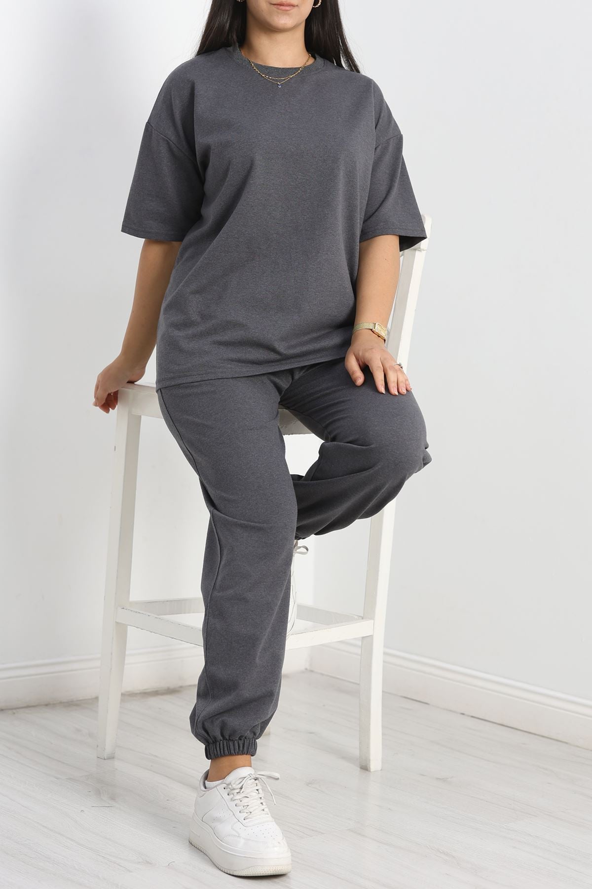 Büyük Beden İki İplik Kısa Kol Takım Füme - 50460.053.