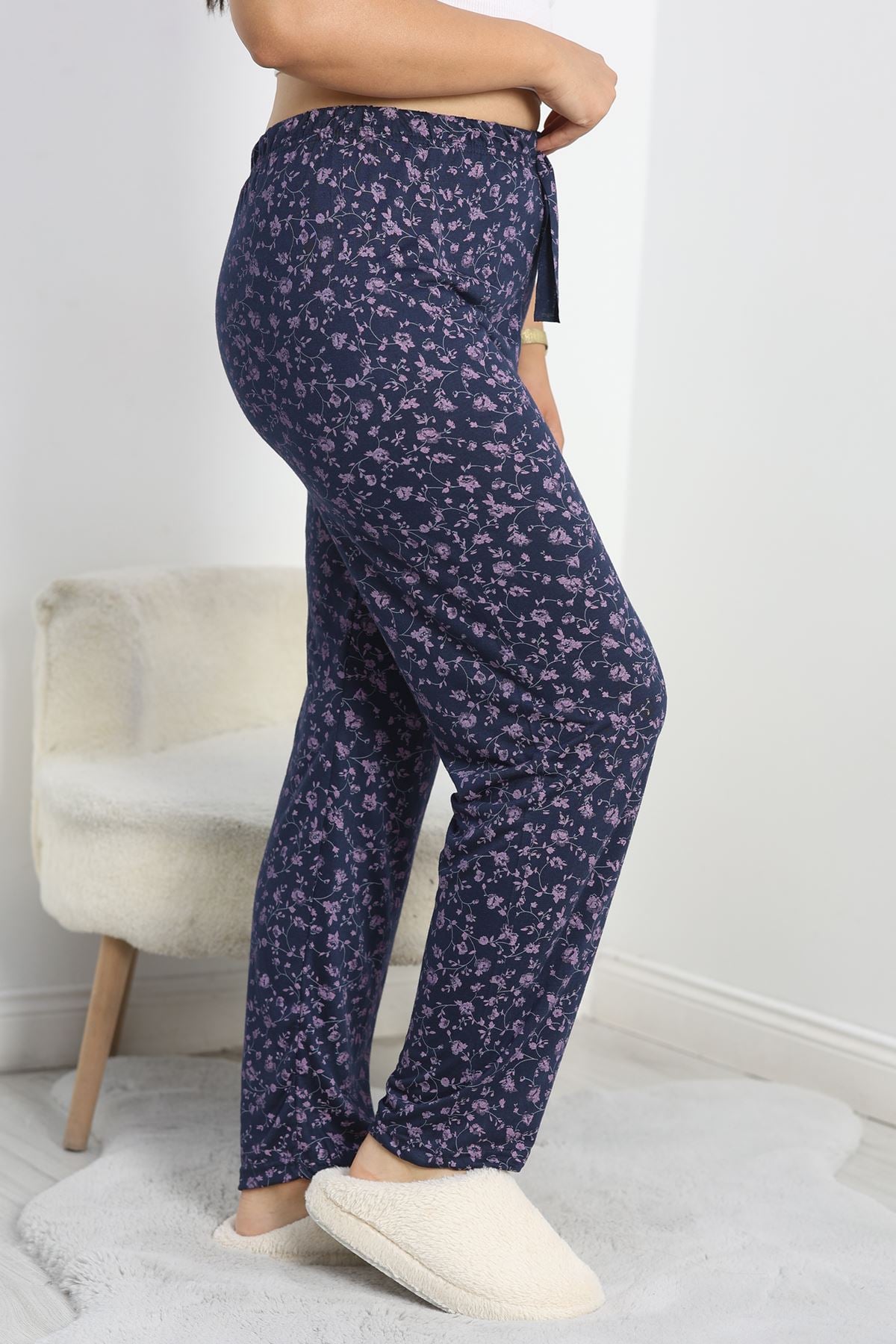 Büyük Beden Pijama Altı Laciçiçekli - 50452.1048.