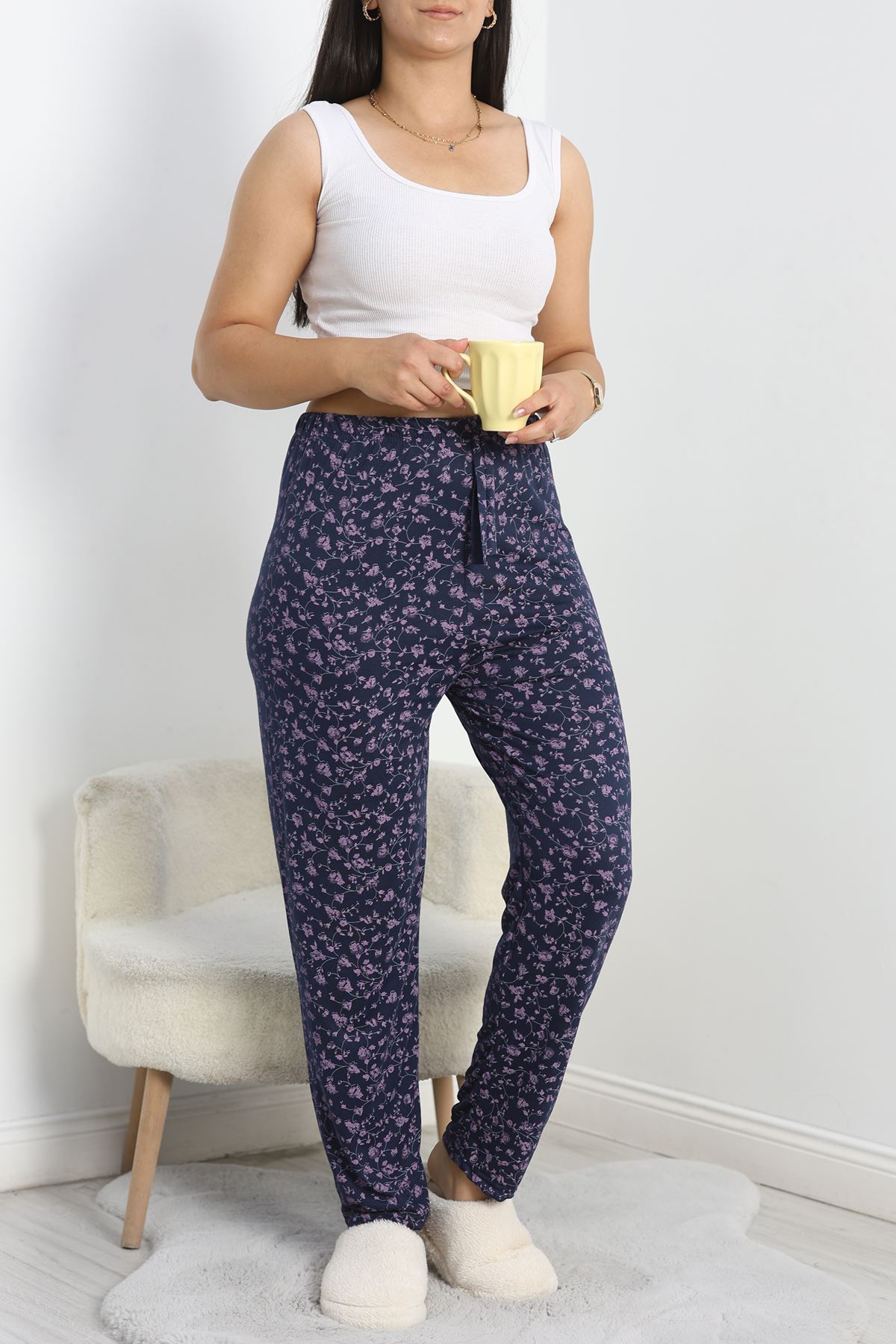 Büyük Beden Pijama Altı Laciçiçekli - 50452.1048.